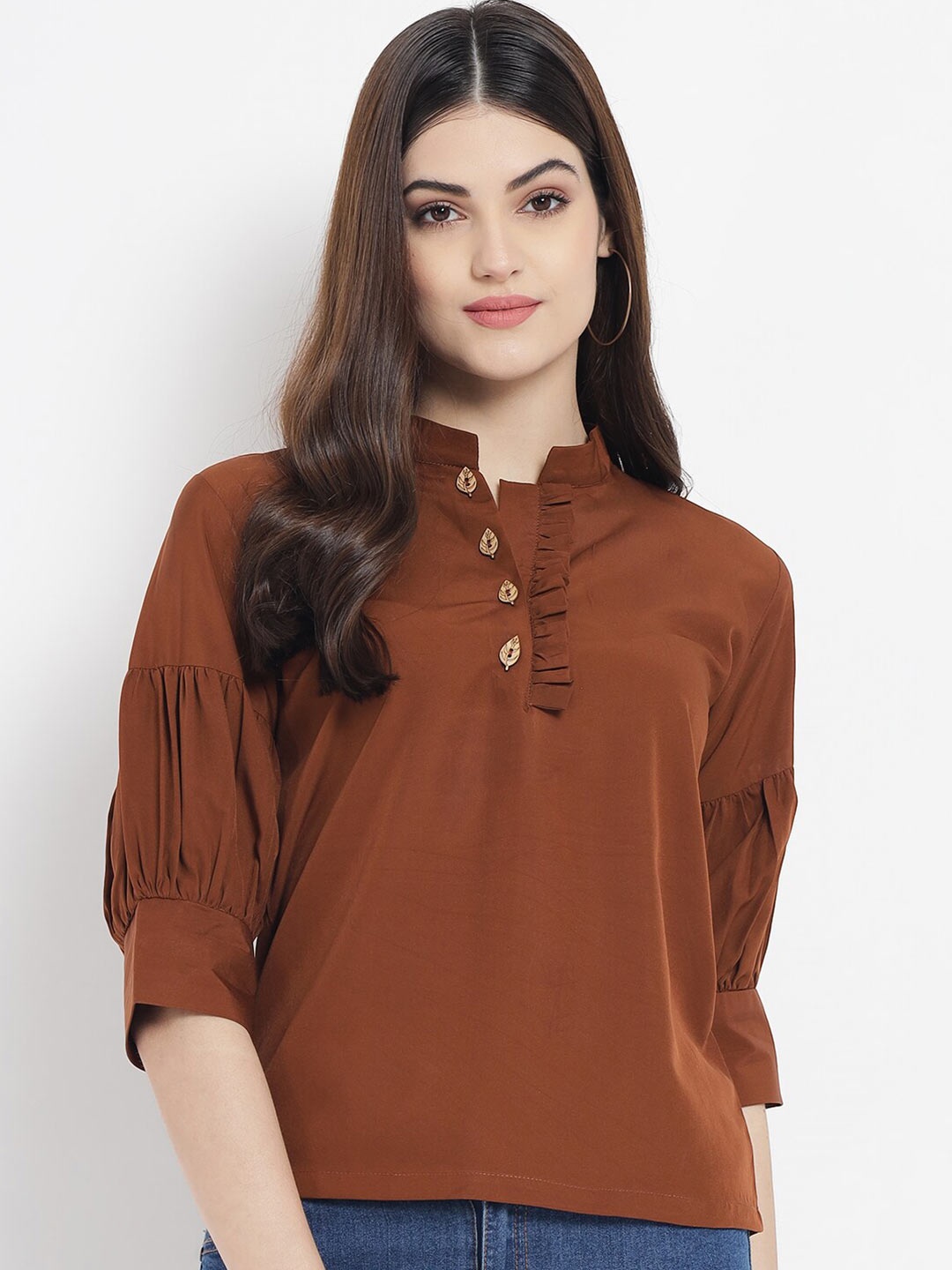 Kannan Brown Solid Crepe Top