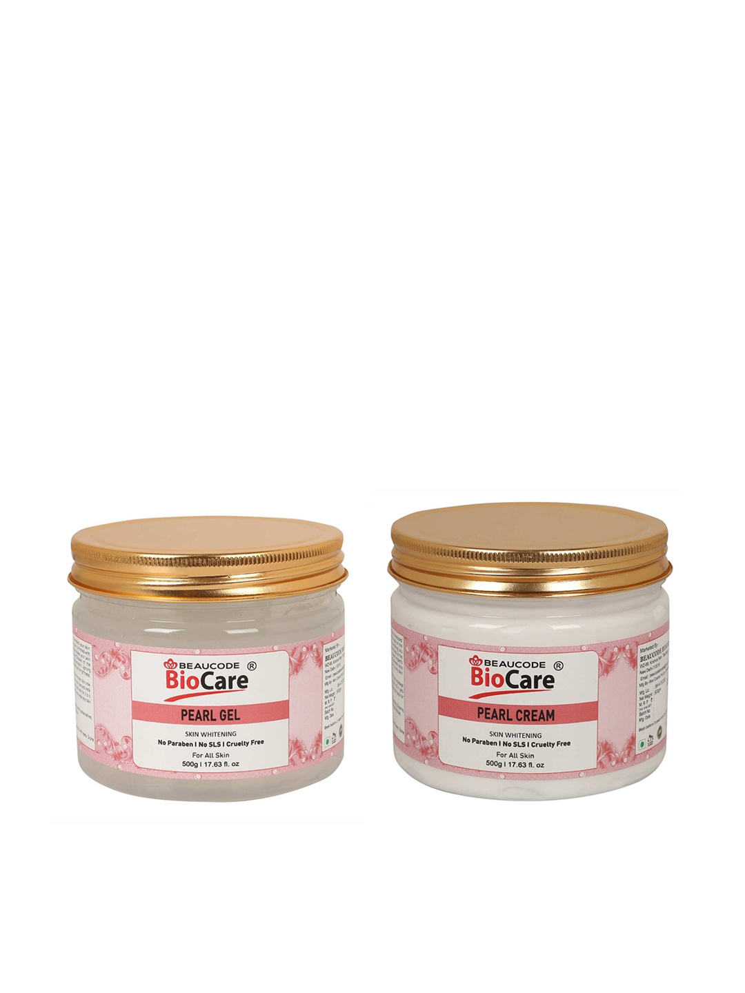 BEAUCODE BIOCARE Set of Skin Whitening Pearl Face Body Gel & Cream - 500g Each pack of 2, Pink
BEAUCODE BIOCARE Set of Skin Whitening Pearl Face Body Gel & Cream - 500g Each pack of 2, Pink
