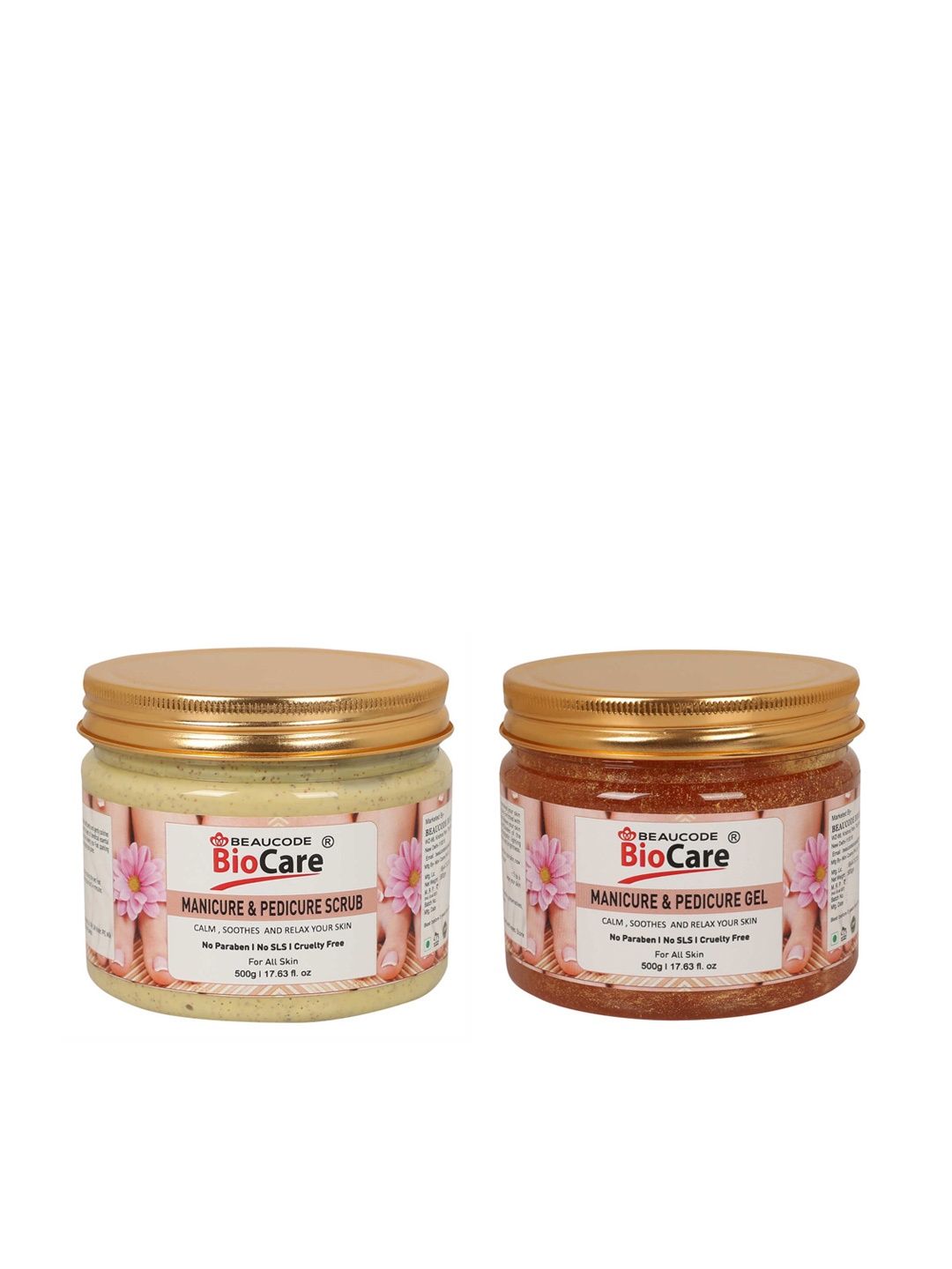 BEAUCODE BIOCARE Set of Manicure & Pedicure Scrub & Gel for All Skin Types - 500g each, Beige
BEAUCODE BIOCARE Set of Manicure & Pedicure Scrub & Gel for All Skin Types - 500g each, Beige