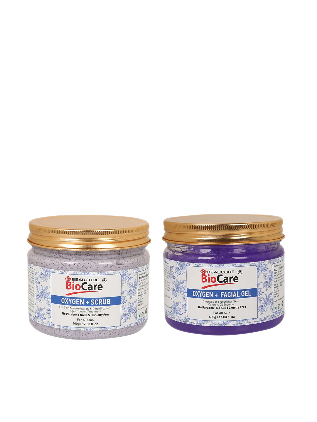 BEAUCODE BIOCARE Set of Oxygen+ Facial Gel & Scrub for All Skin Types - 500g each, Blue
BEAUCODE BIOCARE Set of Oxygen+ Facial Gel & Scrub for All Skin Types - 500g each, Blue