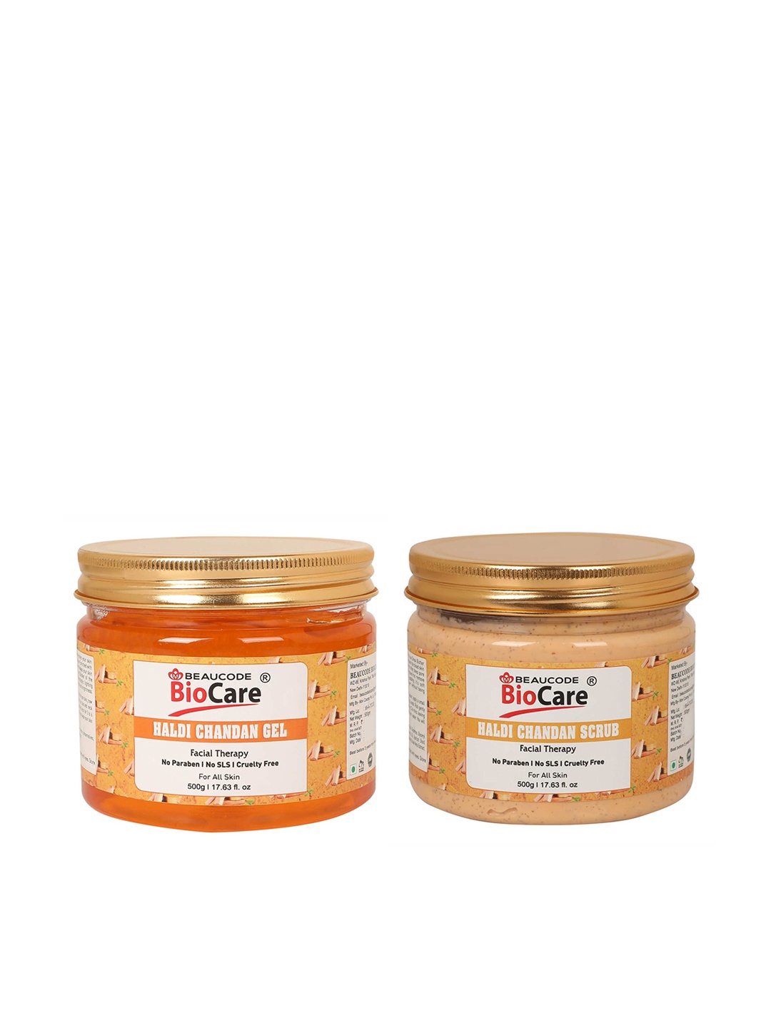 BEAUCODE BIOCARE Set of Haldi Chandan Scrub & Gel For All Skin Types - 500g each, Orange
BEAUCODE BIOCARE Set of Haldi Chandan Scrub & Gel For All Skin Types - 500g each, Orange