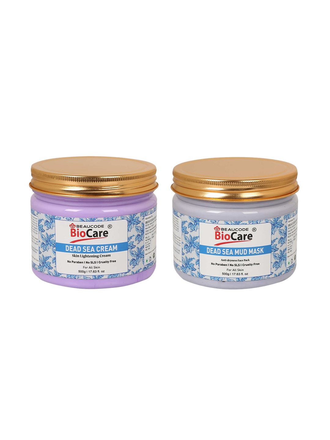BEAUCODE BIOCARE Set of Dead Sea Face Mask & Cream for All Skin Types - 500g each, Purple
BEAUCODE BIOCARE Set of Dead Sea Face Mask & Cream for All Skin Types - 500g each, Purple