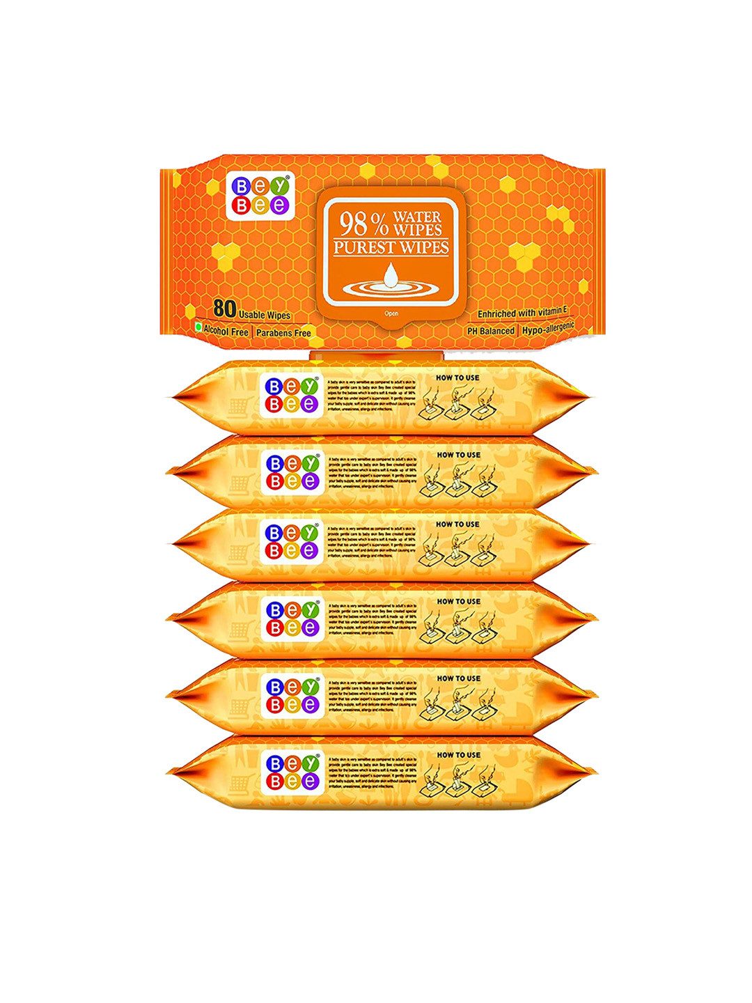 BeyBee Kids Set of 7 Hypo-Allergenic 98% Purest Water Wipes with Vitamin E - 80 Wipes Each, Orange
BeyBee Kids Set of 7 Hypo-Allergenic 98% Purest Water Wipes with Vitamin E - 80 Wipes Each, Orange