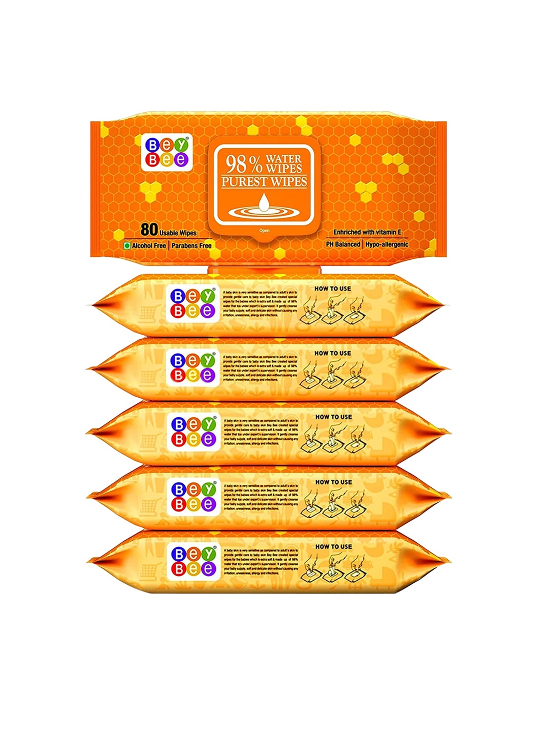 BeyBee Kids Set of 6 Hypo-Allergenic 98% Purest Water Wipes with Vitamin E - 80 Wipes Each, Orange
BeyBee Kids Set of 6 Hypo-Allergenic 98% Purest Water Wipes with Vitamin E - 80 Wipes Each, Orange