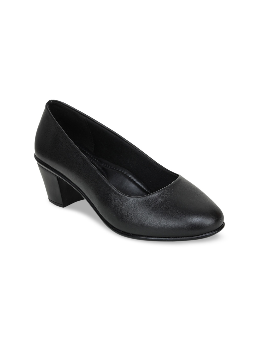 Liberty Black Leather Work Block Pumps