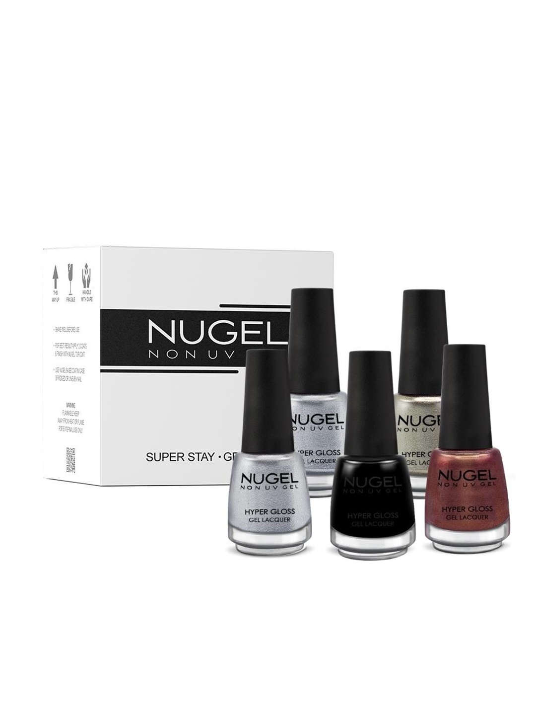 NUGEL Set of 5 Super Stay Hyper Gloss Non-UV Gel Nail Lacquer - Cocktail Party, Silver
NUGEL Set of 5 Super Stay Hyper Gloss Non-UV Gel Nail Lacquer - Cocktail Party, Silver