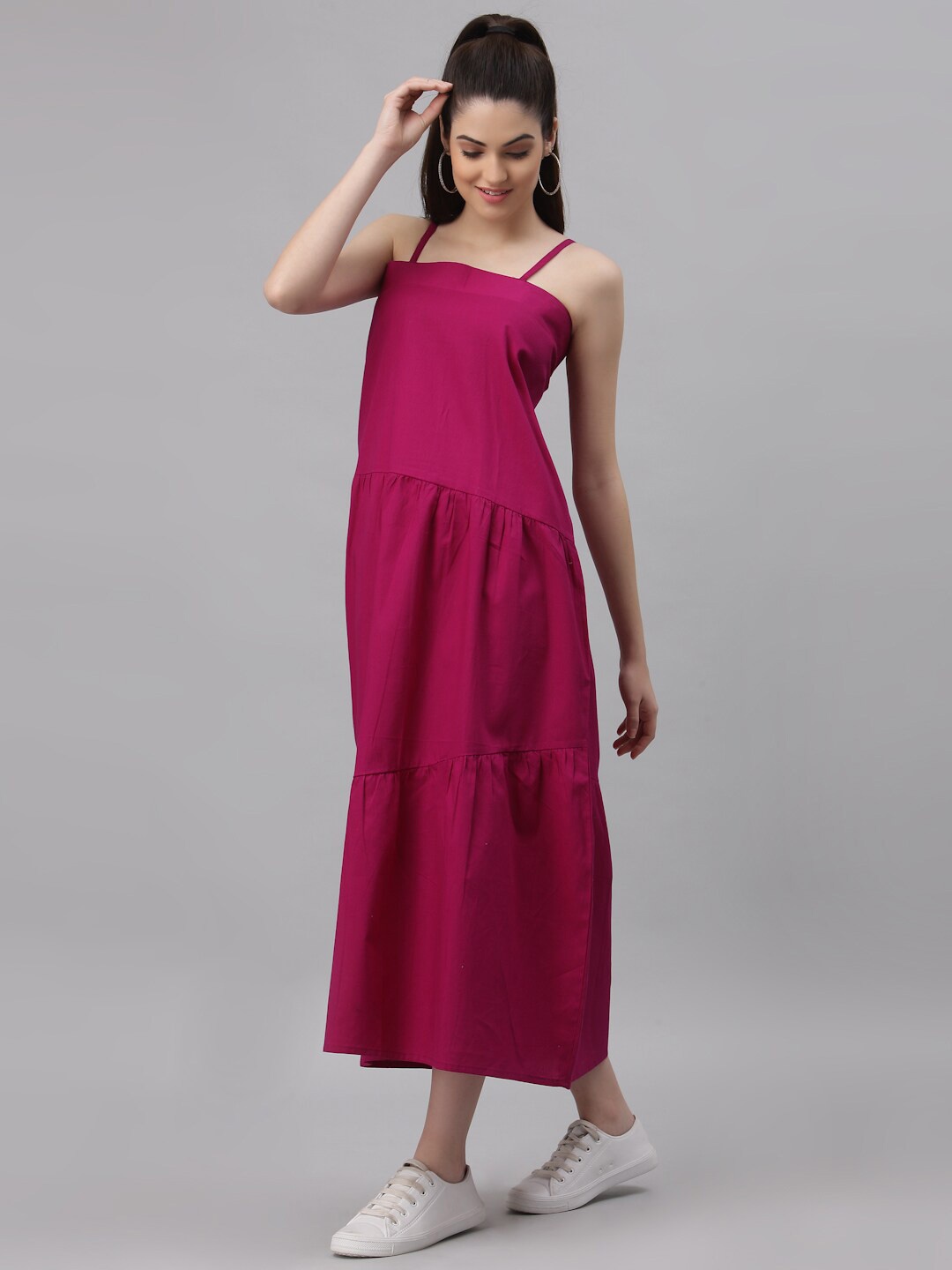 River Of Design Jeans Maroon A-Line Midi Dress