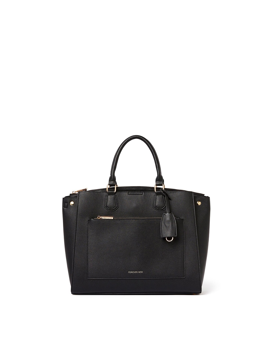 Forever New Women Black & Gold-Toned PU Laptop Bag