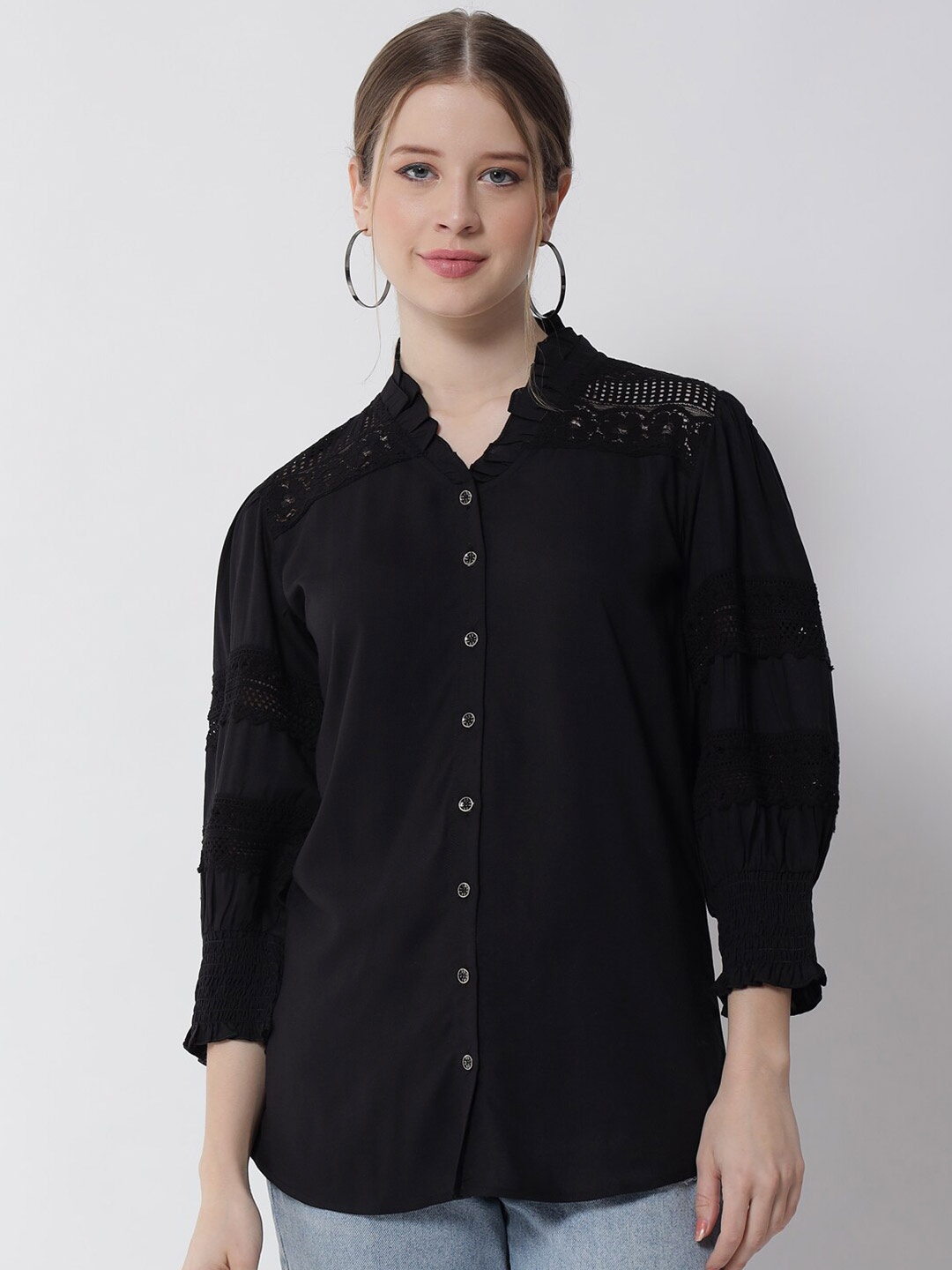 Tulsattva Black Ruffles Top