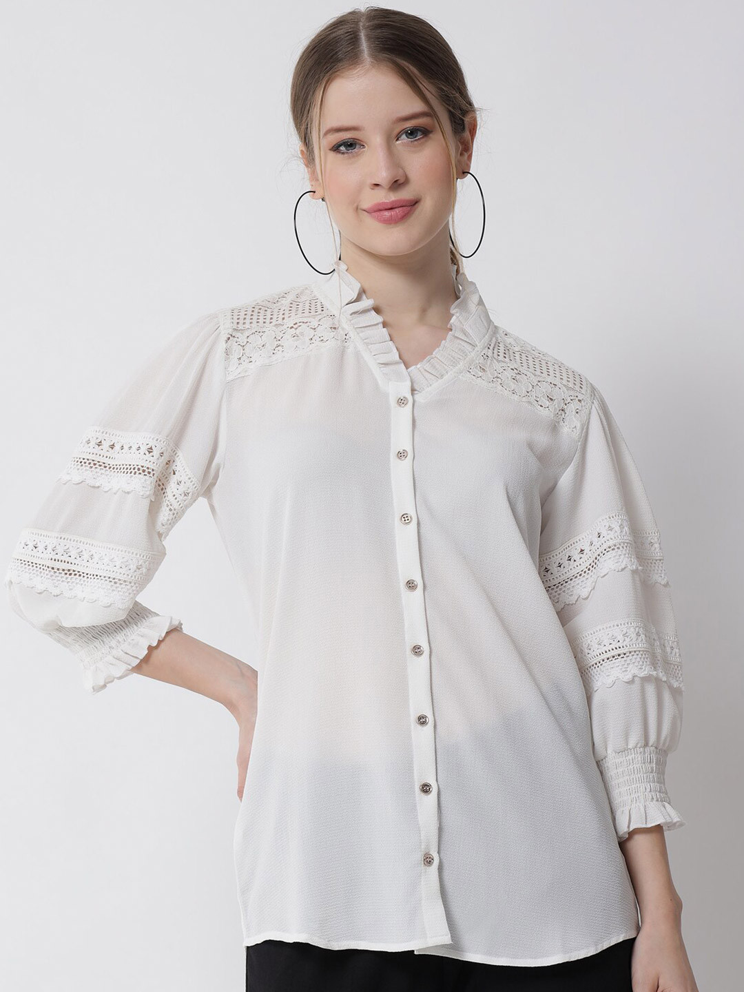 Tulsattva White Ruffles Top 
Tulsattva White Ruffles Top