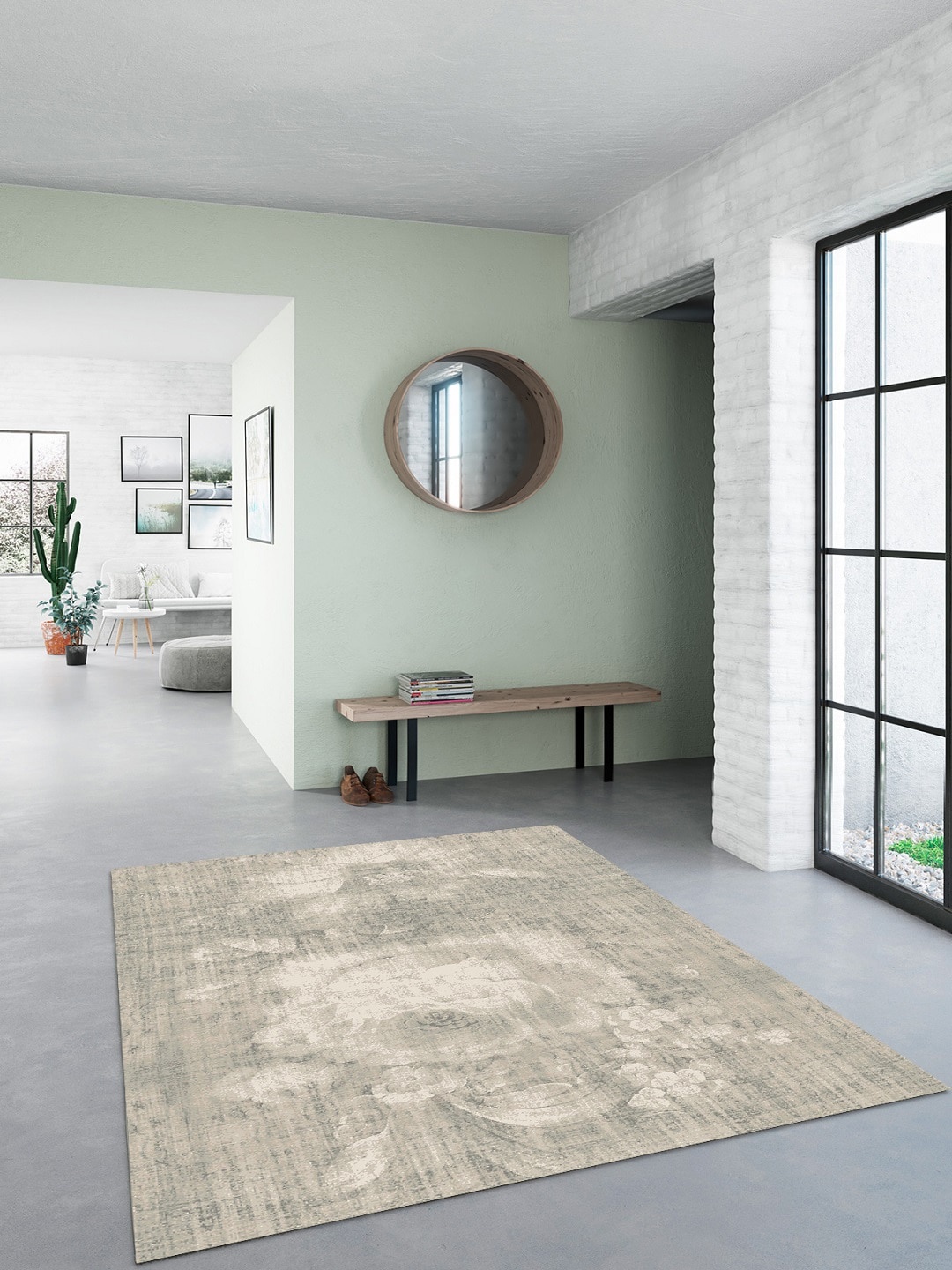 DDecor Beige Abstract Printed Light Carpet