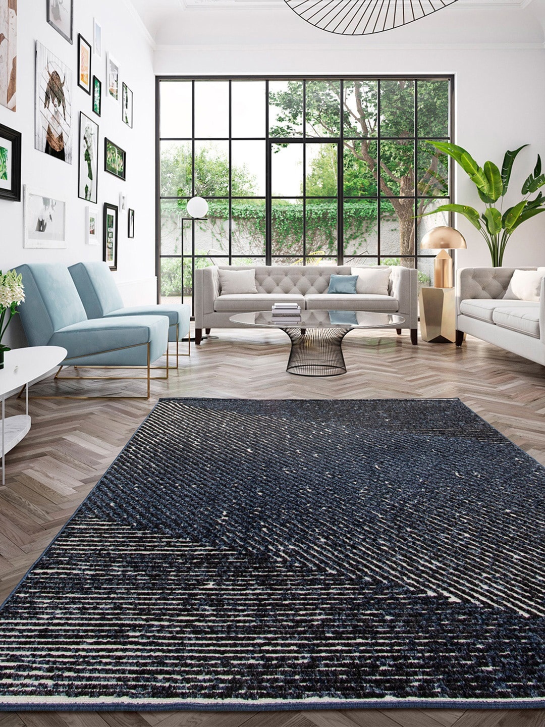 Ddecor Blue Striped Carpet