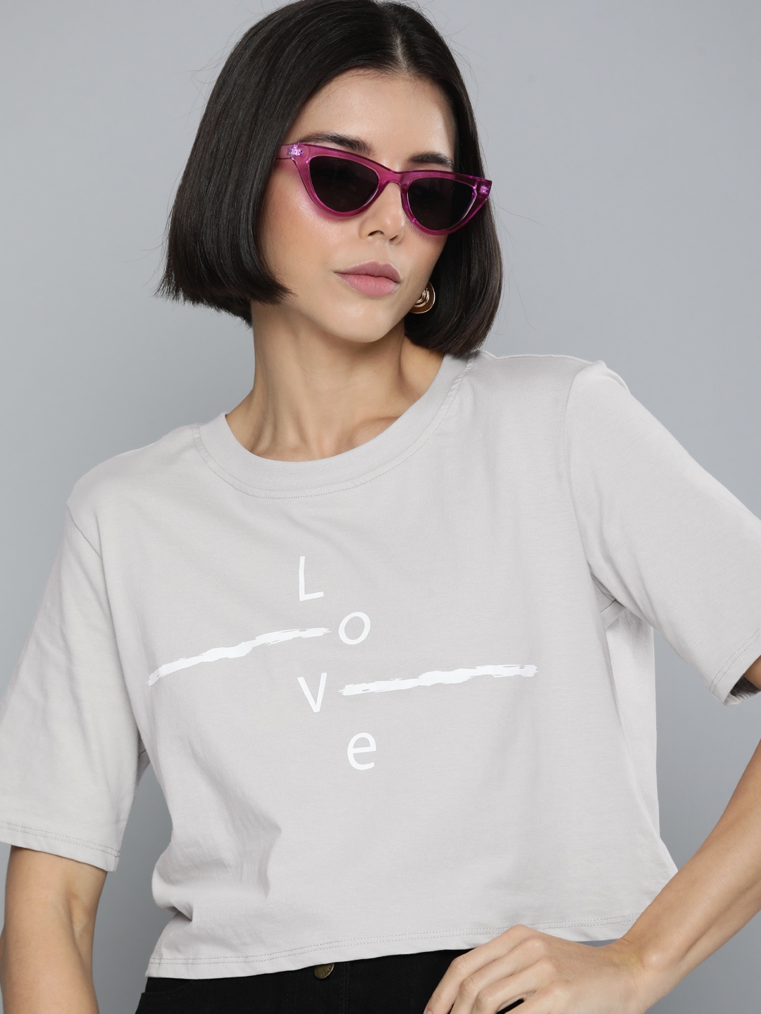 Flying Machine Women Grey & White Printed Drop-Shoulder Sleeves Cotton Crop Boxy T-shirt
Flying Machine Women Grey & White Printed Drop-Shoulder Sleeves Cotton Crop Boxy T-shirt