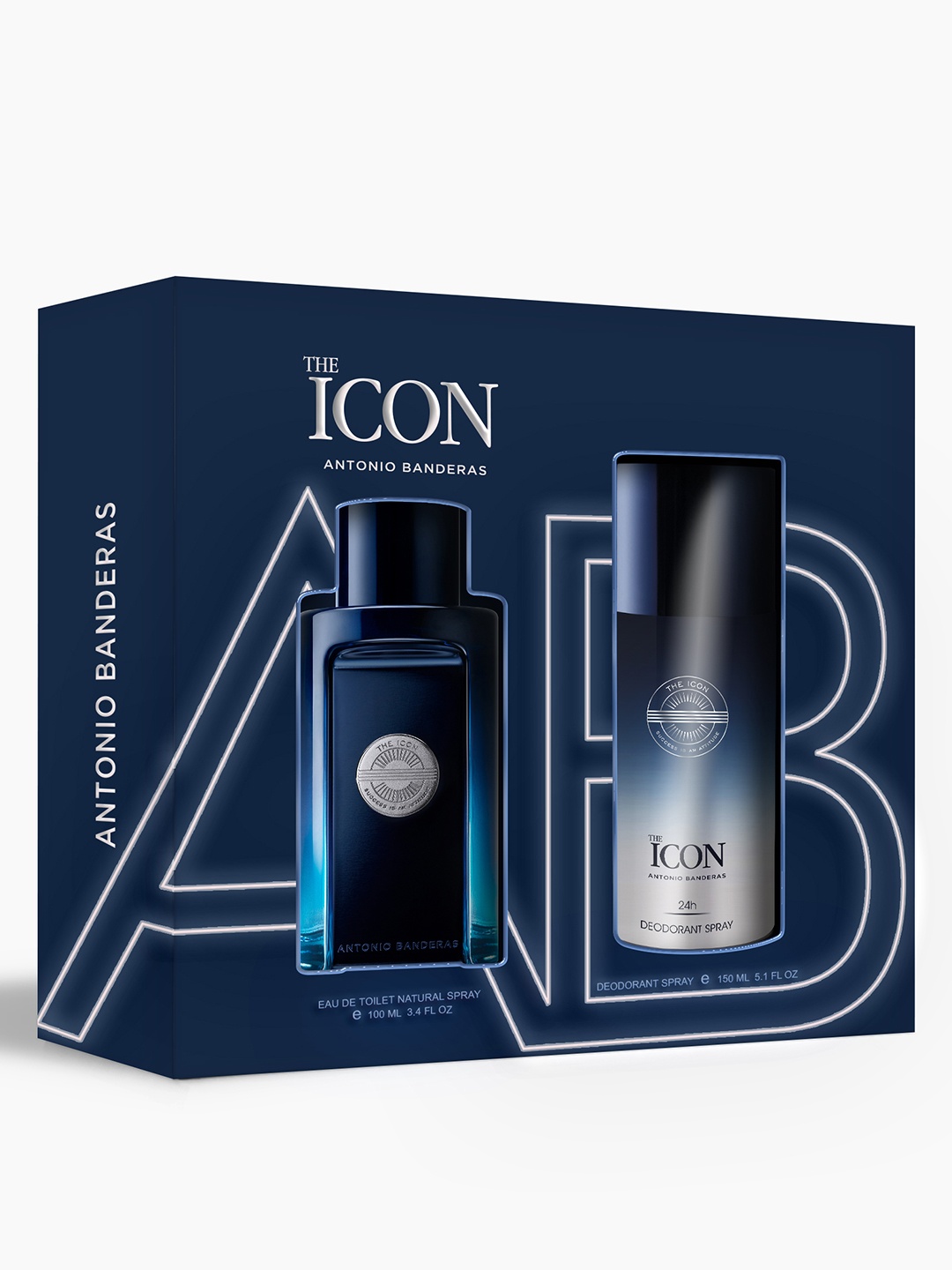 Antonio Banderas Men Set of The Icon Eau De Toilette 100 ml & Deodorant Spray 150 ml, Navy blue
Antonio Banderas Men Set of The Icon Eau De Toilette 100 ml & Deodorant Spray 150 ml, Navy blue