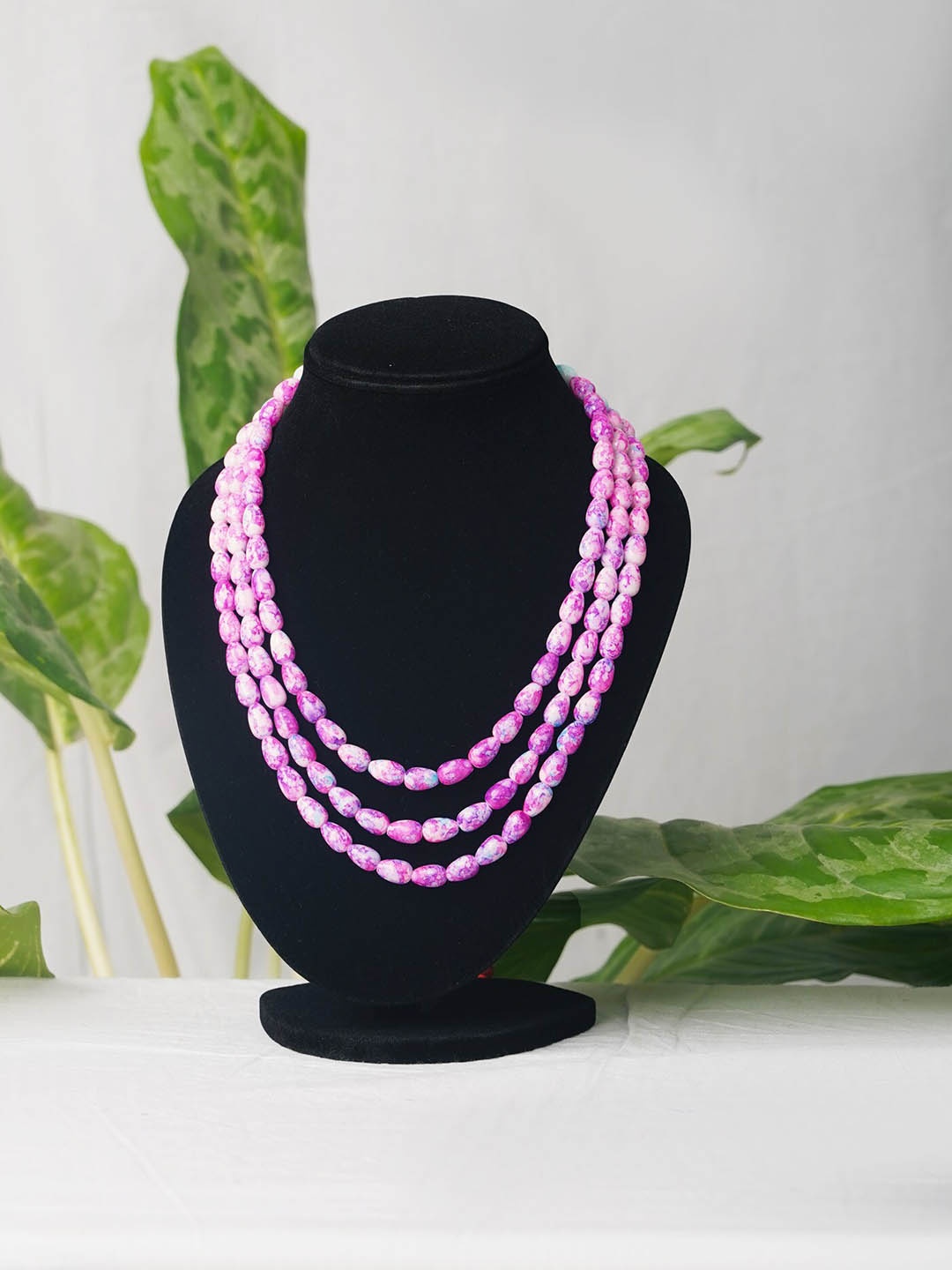 Unnati Silks Pink & Blue Layered Necklace