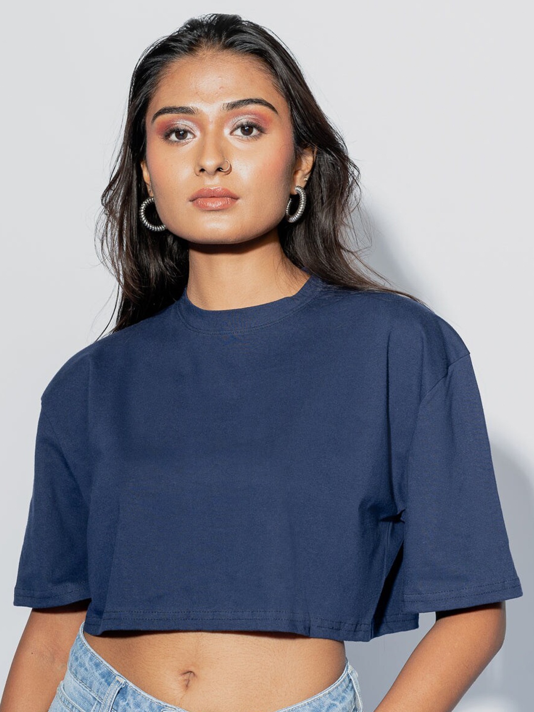 FREAKINS Navy Blue Solid Top