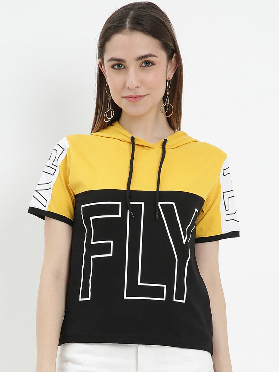 V2 Value & Variety Mustard Yellow Print Top