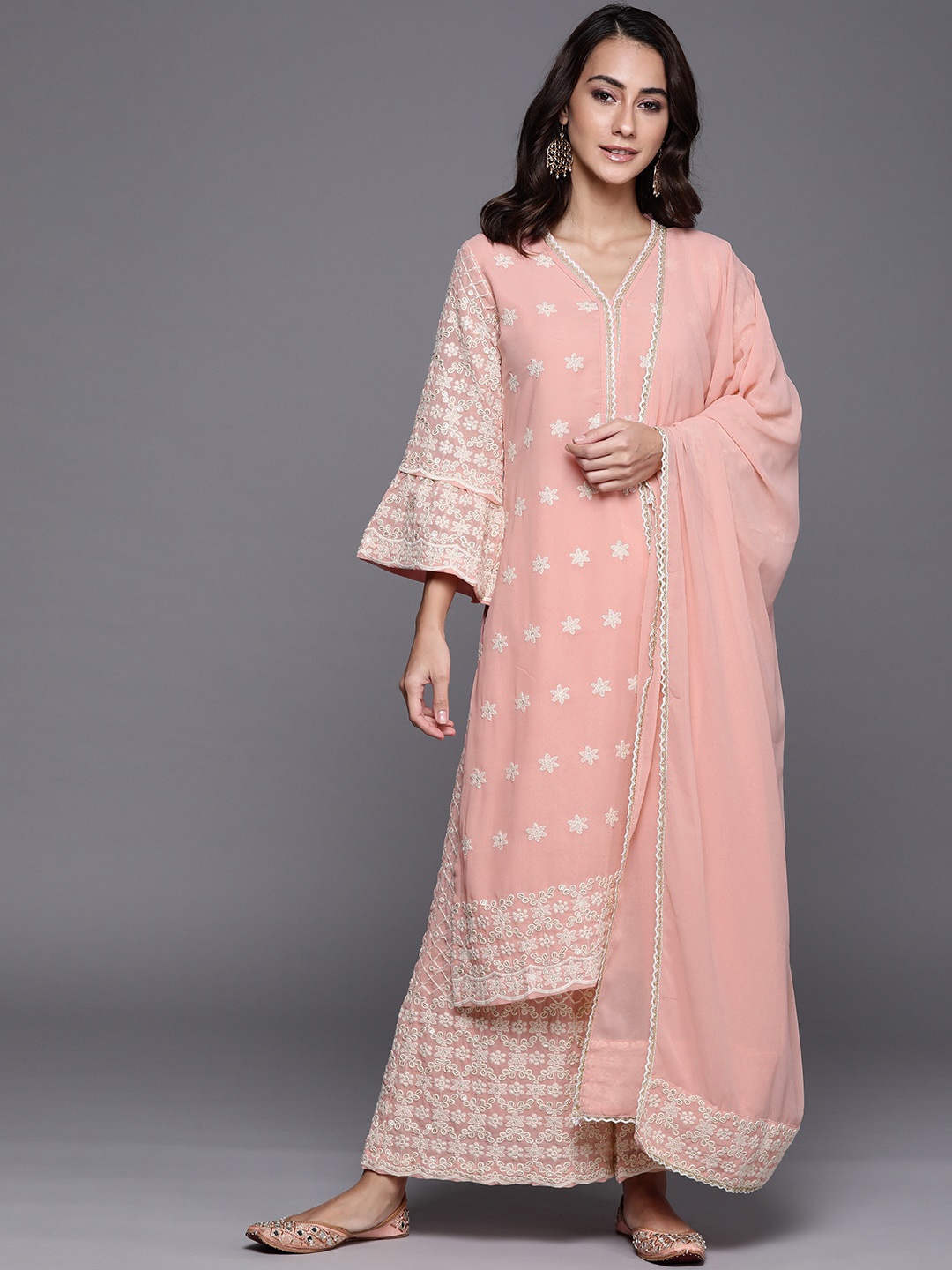 Libas Women Pink Ethnic Motifs Embroidered Panelled Kurti with Palazzos & With Dupatta
Libas Women Pink Ethnic Motifs Embroidered Panelled Kurti with Palazzos & With Dupatta