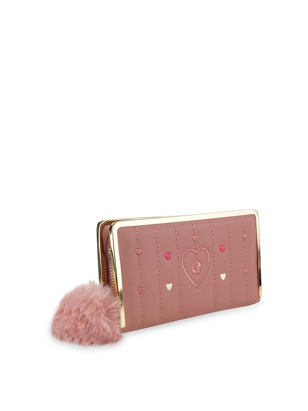Kanvas Katha Women Pink & Gold-Toned Embroidered PU Wallet