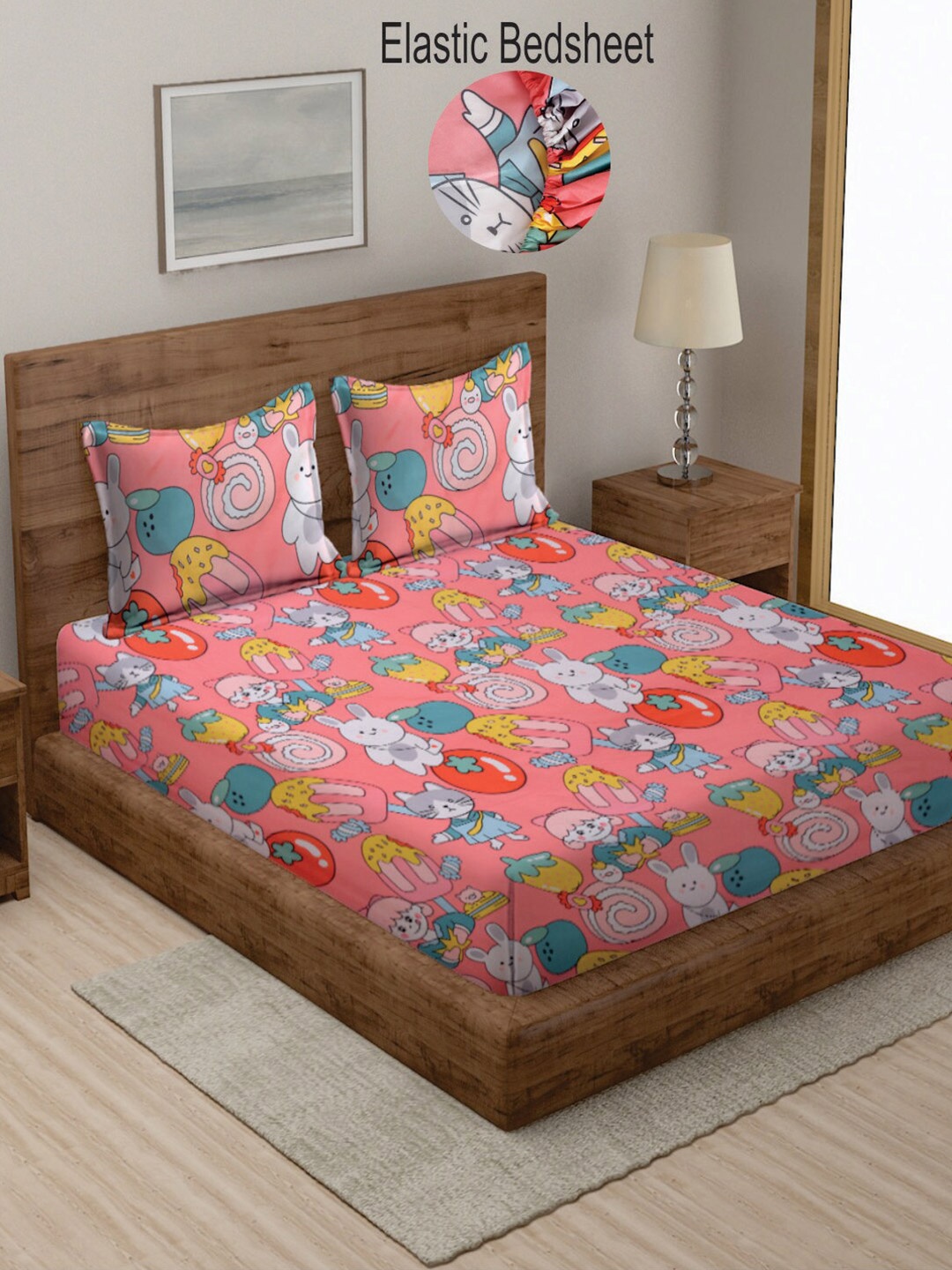 KLOTTHE Rose & Yellow Cartoon Characters 300 TC Fitted King Bedsheet with 2 Pillow Covers
KLOTTHE Rose & Yellow Cartoon Characters 300 TC Fitted King Bedsheet with 2 Pillow Covers