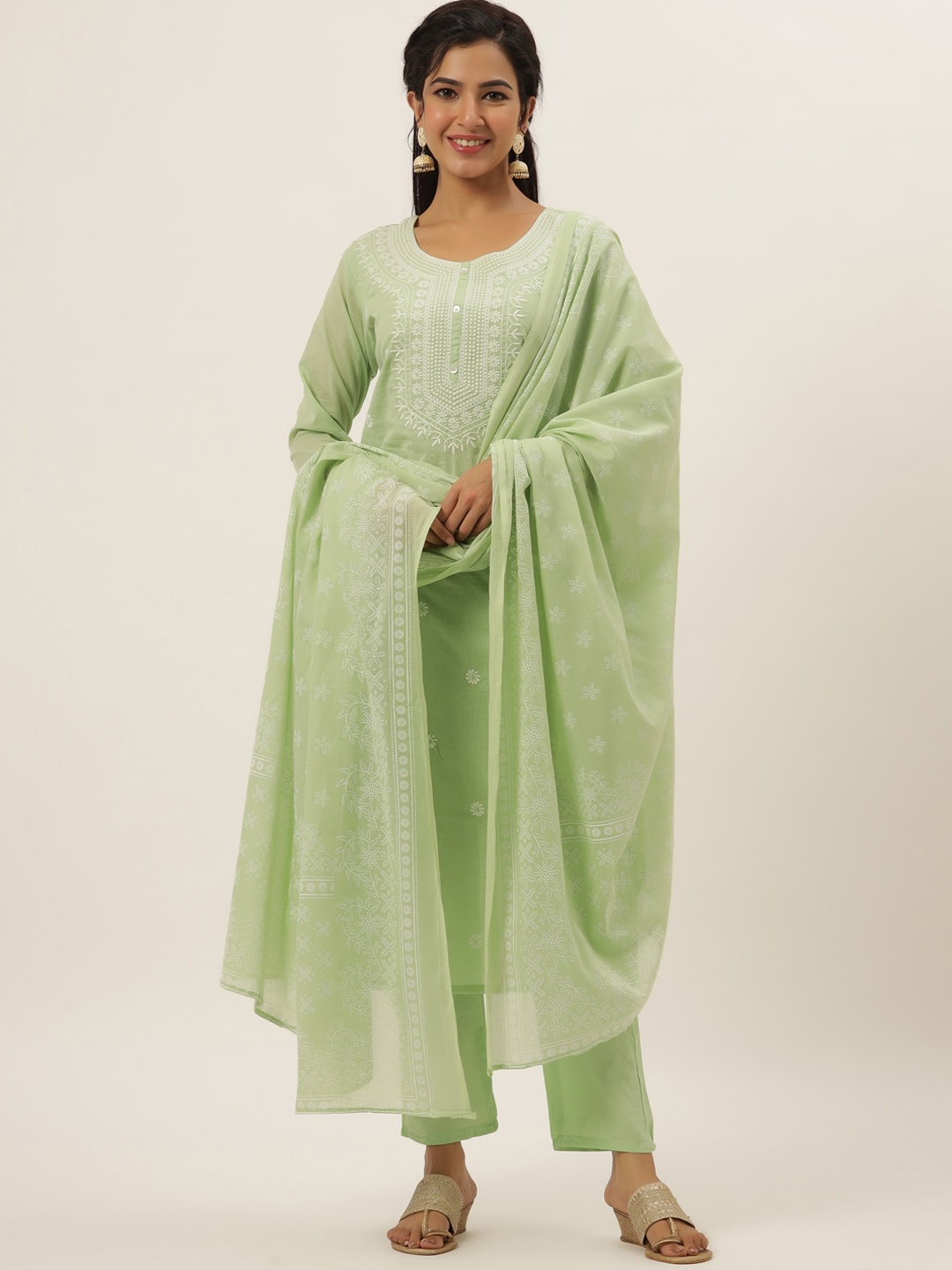 DIVYANK Women Green Embroidered Layered Thread Work Pure Cotton Kurti with Trousers & With Dupatta
DIVYANK Women Green Embroidered Layered Thread Work Pure Cotton Kurti with Trousers & With Dupatta