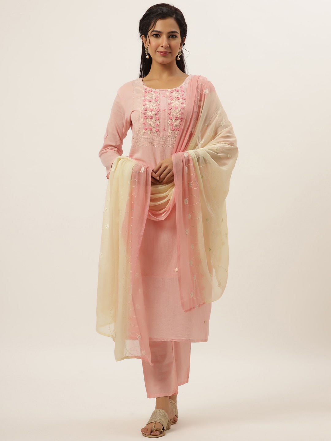 DIVYANK Women Pink Floral Embroidered Layered Thread Work Pure Cotton Kurti with Trousers & With Dupatta
DIVYANK Women Pink Floral Embroidered Layered Thread Work Pure Cotton Kurti with Trousers & With Dupatta