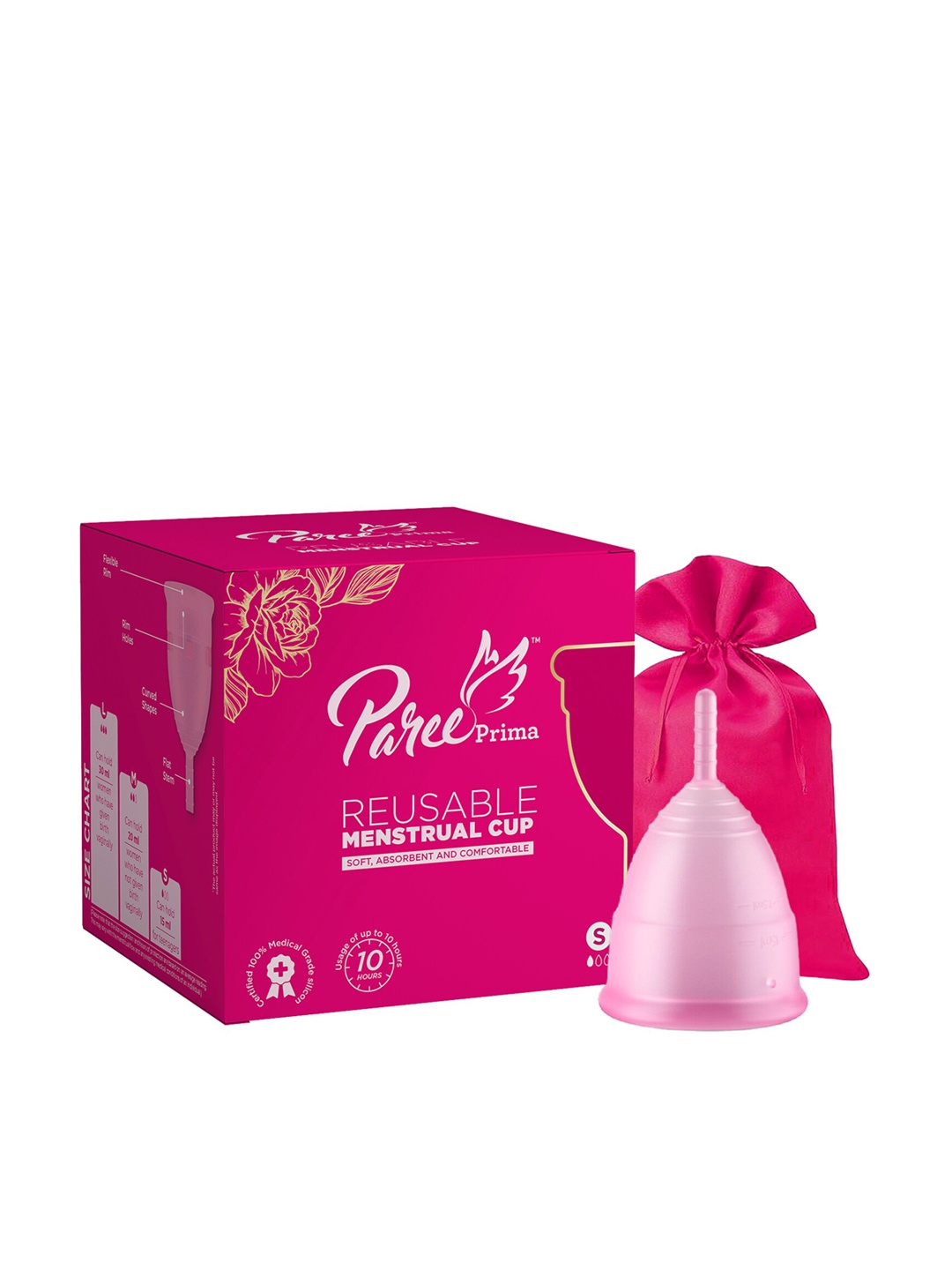 Paree Prima Soft & Absorbent Reusable Menstrual Cup With Protection Pouch - Small, Pink
Paree Prima Soft & Absorbent Reusable Menstrual Cup With Protection Pouch - Small, Pink
