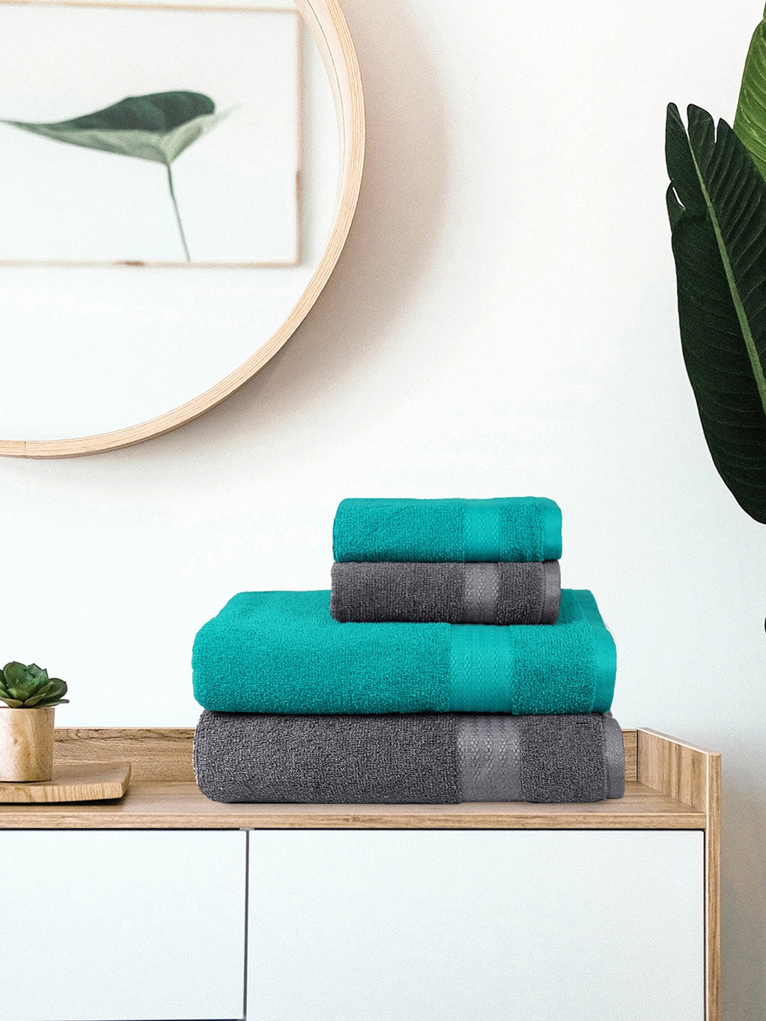Trident Set of 4 Towels, Grey