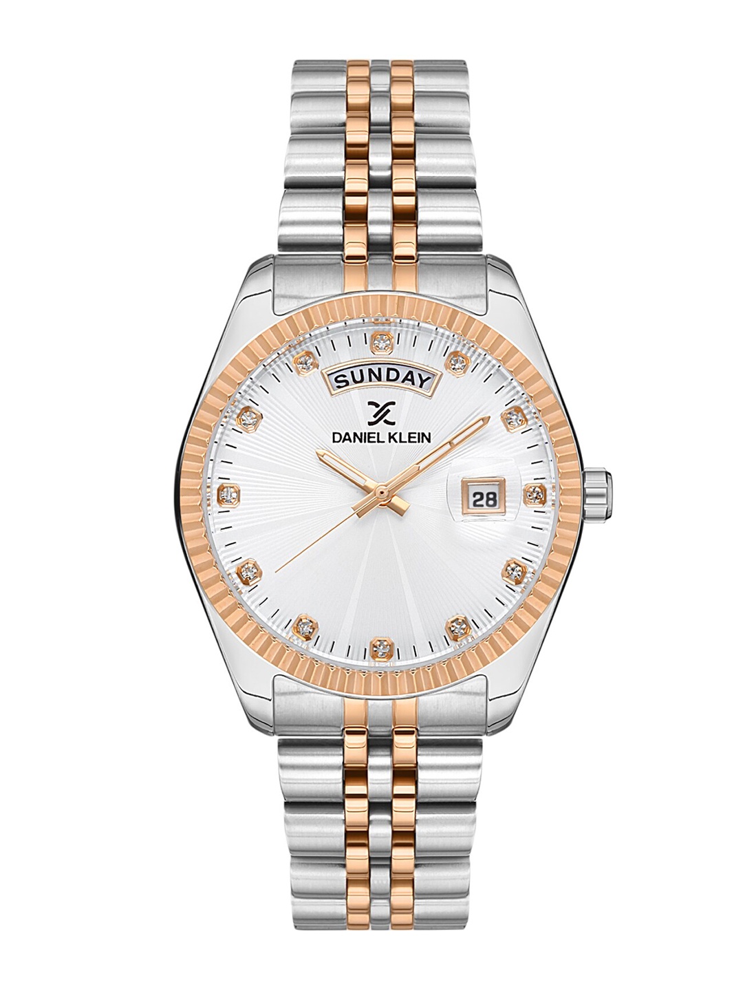 Daniel Klein Women Silver-Toned Embellished Dial & Silver Toned Stainless Steel Bracelet Style Straps Watch
Daniel Klein Women Silver-Toned Embellished Dial & Silver Toned Stainless Steel Bracelet Style Straps Watch