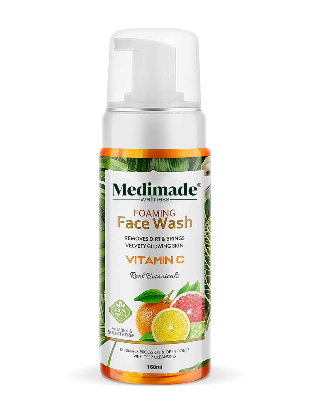Medimade Vitamin C Foaming Face Wash for Excess Oil & Open Pores - 160ml, White
Medimade Vitamin C Foaming Face Wash for Excess Oil & Open Pores - 160ml, White