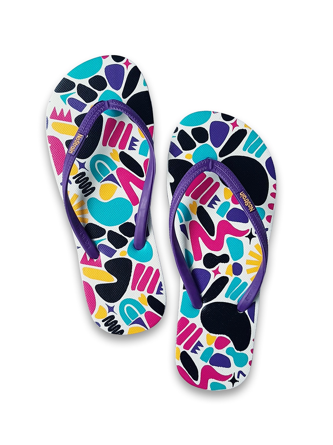 NoStrain Men Multicoloured Printed Rubber Thong Flip-Flops, Multi