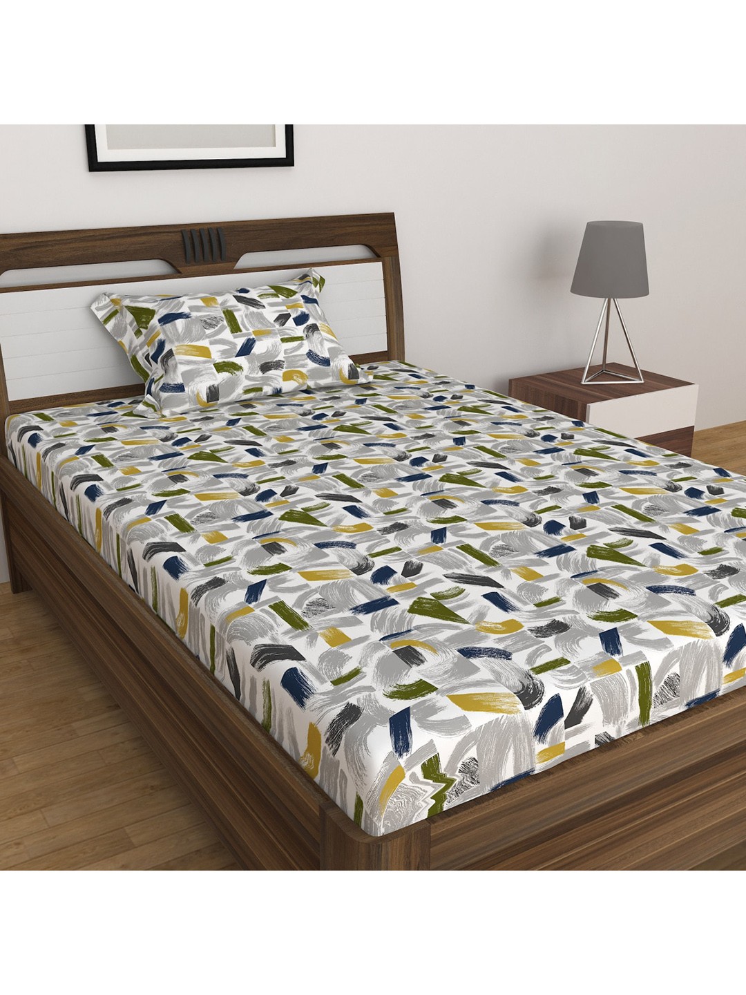 Home Centre 140 TC Harold Multicolor Printed Cotton Single Bedsheet with 1 Pillow Covers, White
Home Centre 140 TC Harold Multicolor Printed Cotton Single Bedsheet with 1 Pillow Covers, White