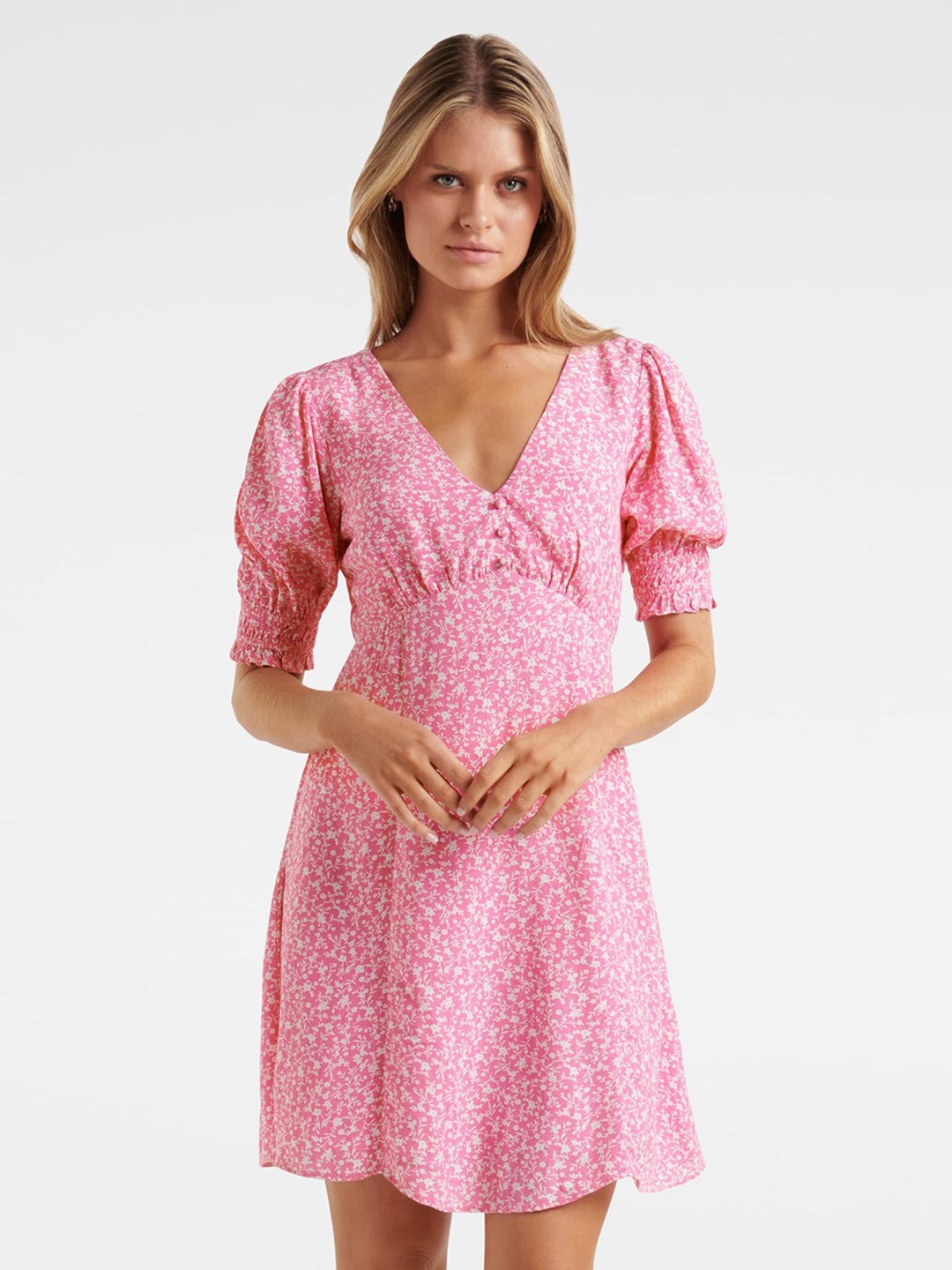Forever WOMEN New Pink & White Floral Dress