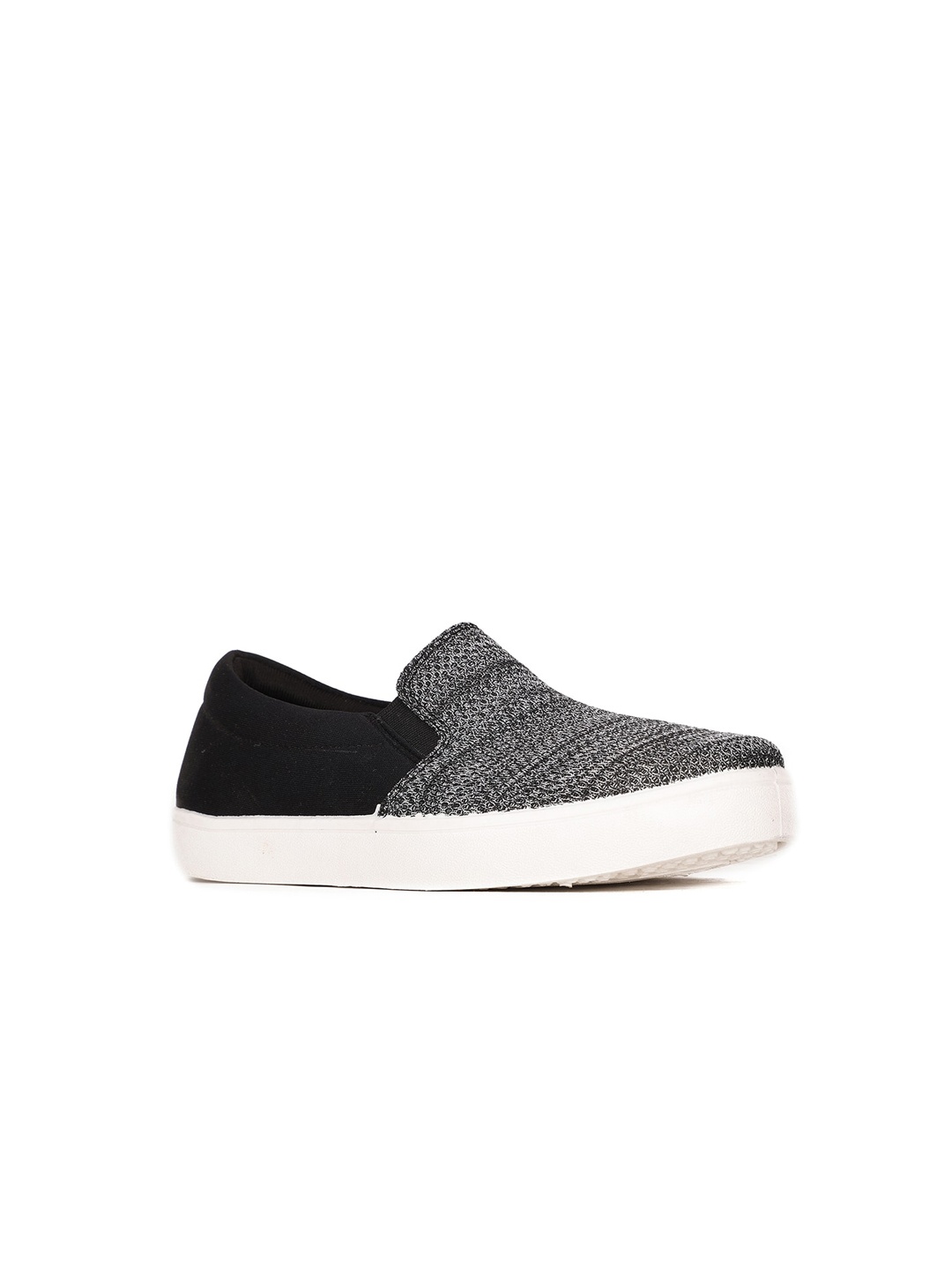 Bata Boys Black Woven Design Slip-On Sneakers