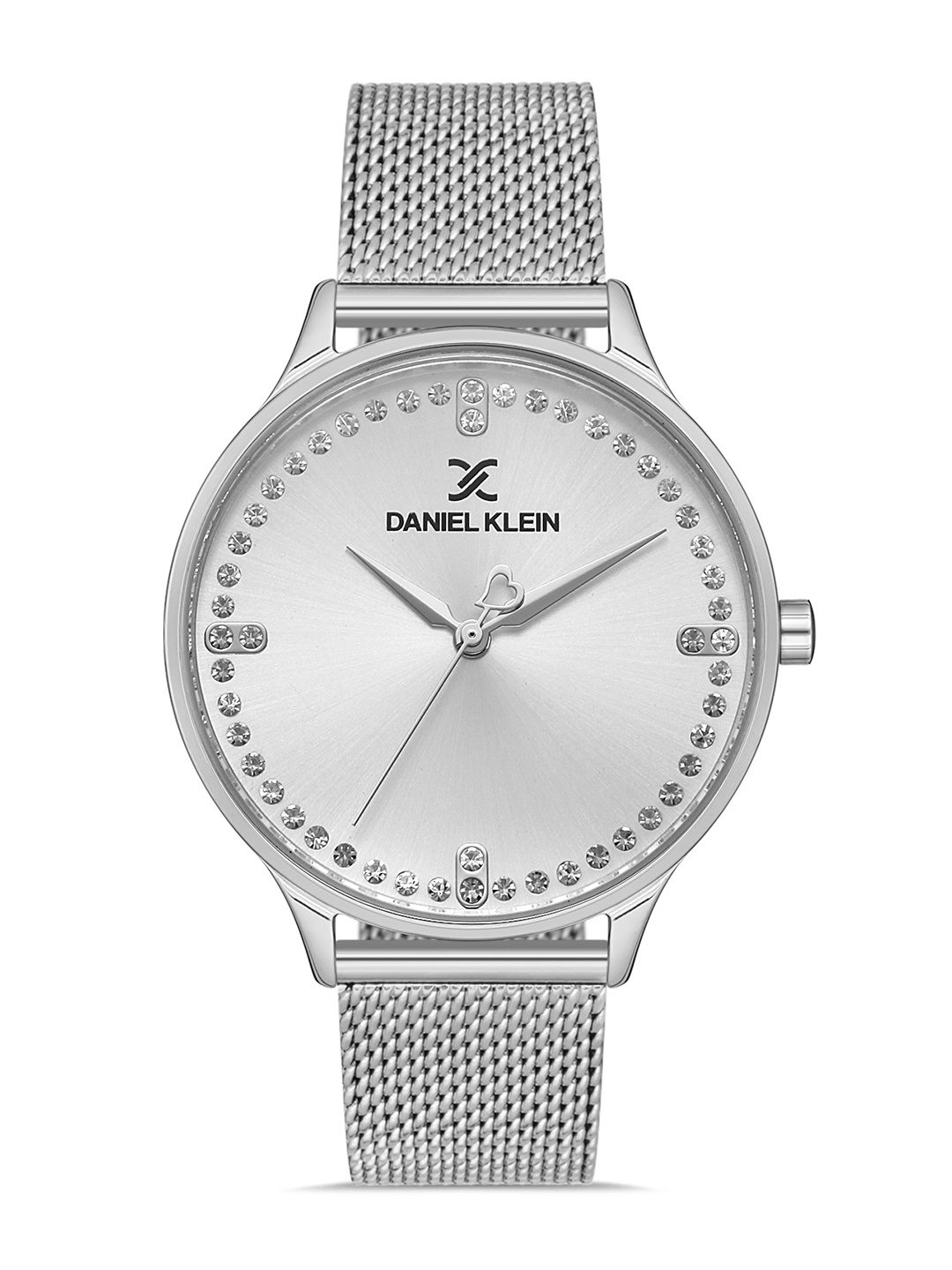 Daniel Klein Women Silver-Toned Embellished Dial & Silver Toned Bracelet Style Straps Analogue Watch
Daniel Klein Women Silver-Toned Embellished Dial & Silver Toned Bracelet Style Straps Analogue Watch
