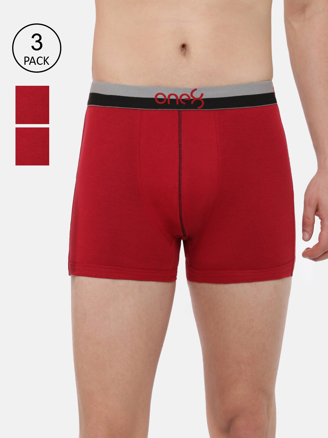 one8 by Virat Kohli Men Pack Of 3 Red Solid Cotton Trunk ONE8_714_BRD_BRD_BRD_3PC, Multi
one8 by Virat Kohli Men Pack Of 3 Red Solid Cotton Trunk ONE8_714_BRD_BRD_BRD_3PC, Multi