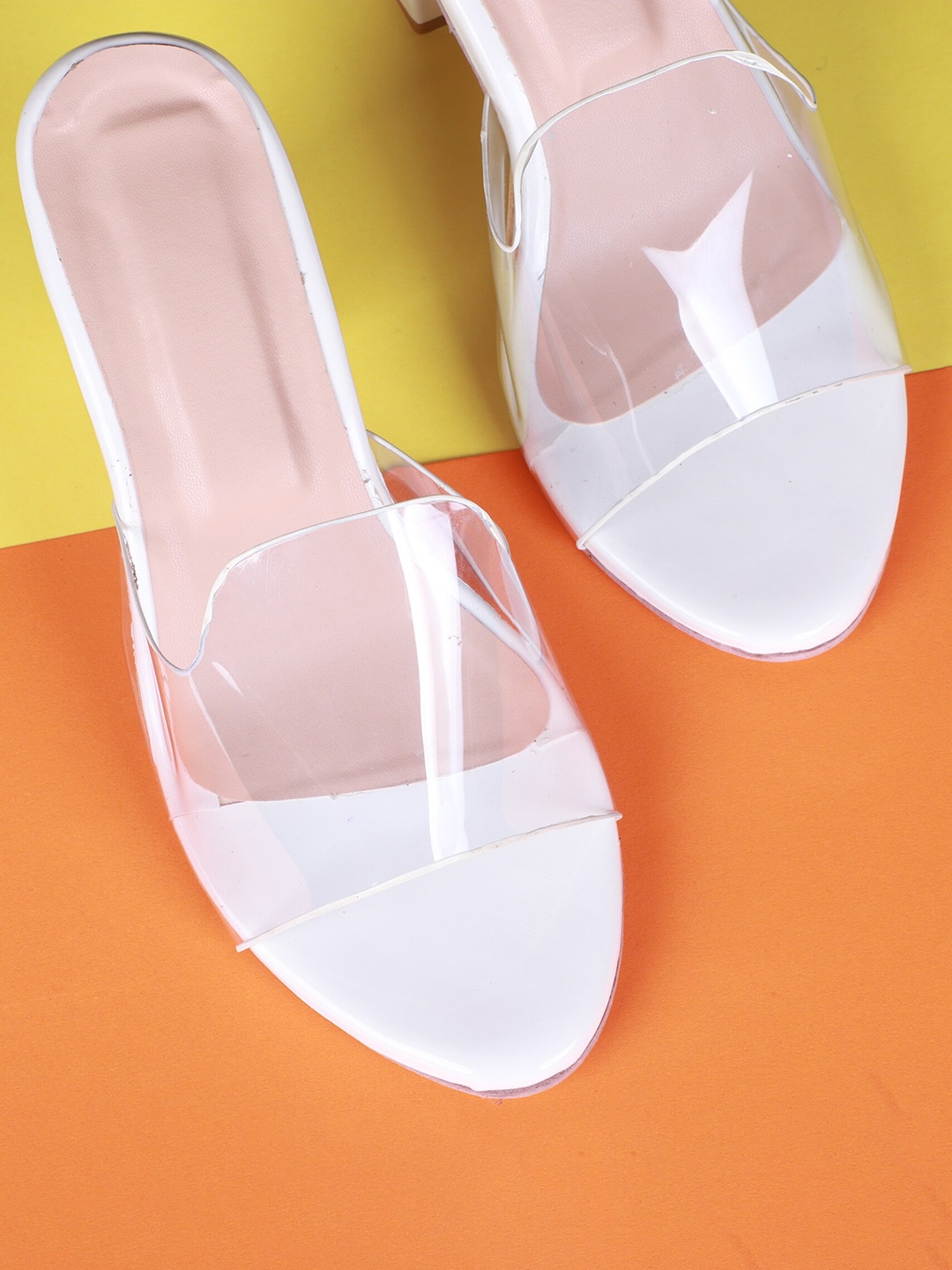 FABBMATE White Block Solid Heels