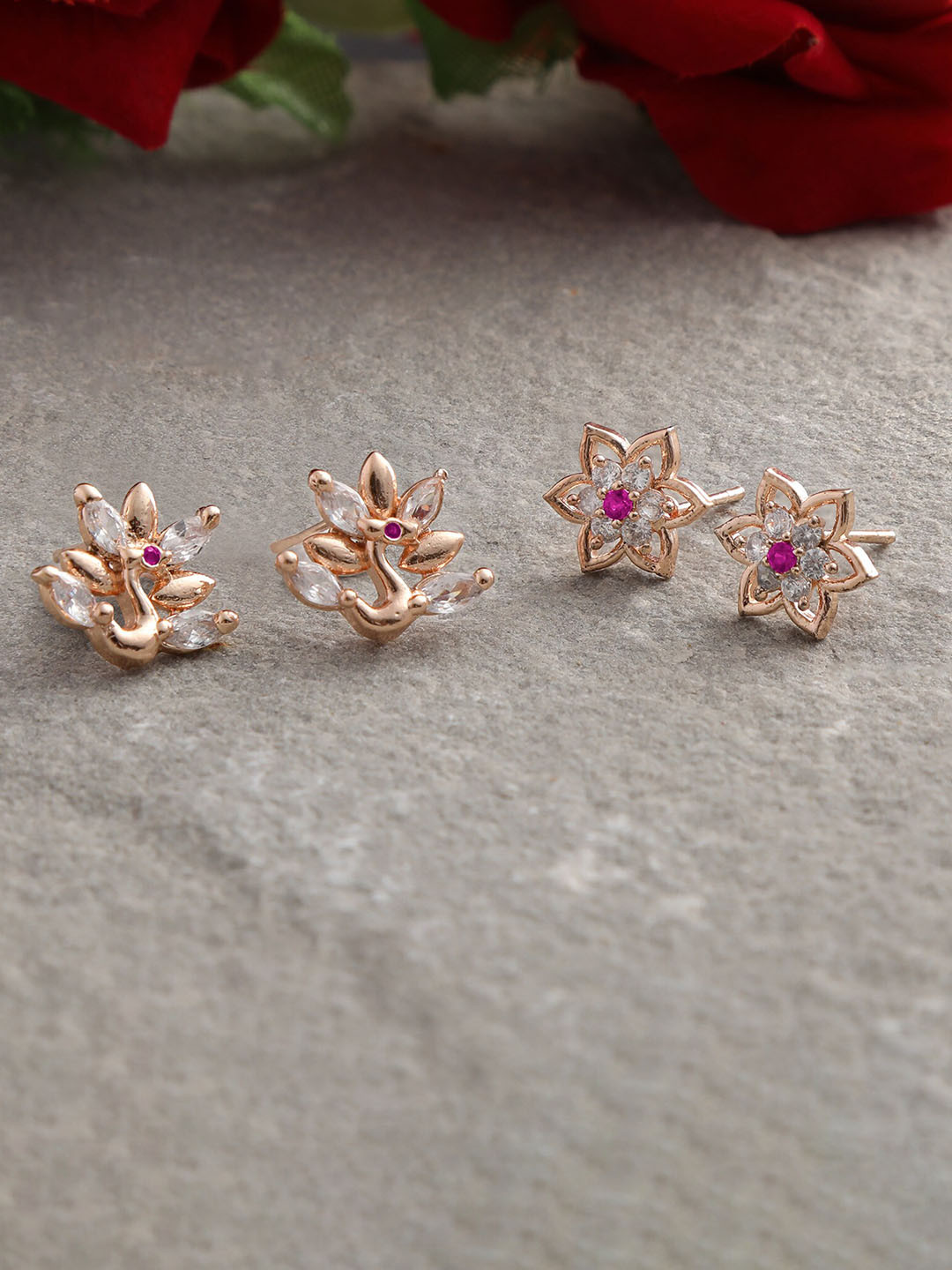 ZINU Pack Of 2 Rose Gold-Plated White & Red Contemporary Studs Earrings
ZINU Pack Of 2 Rose Gold-Plated White & Red Contemporary Studs Earrings