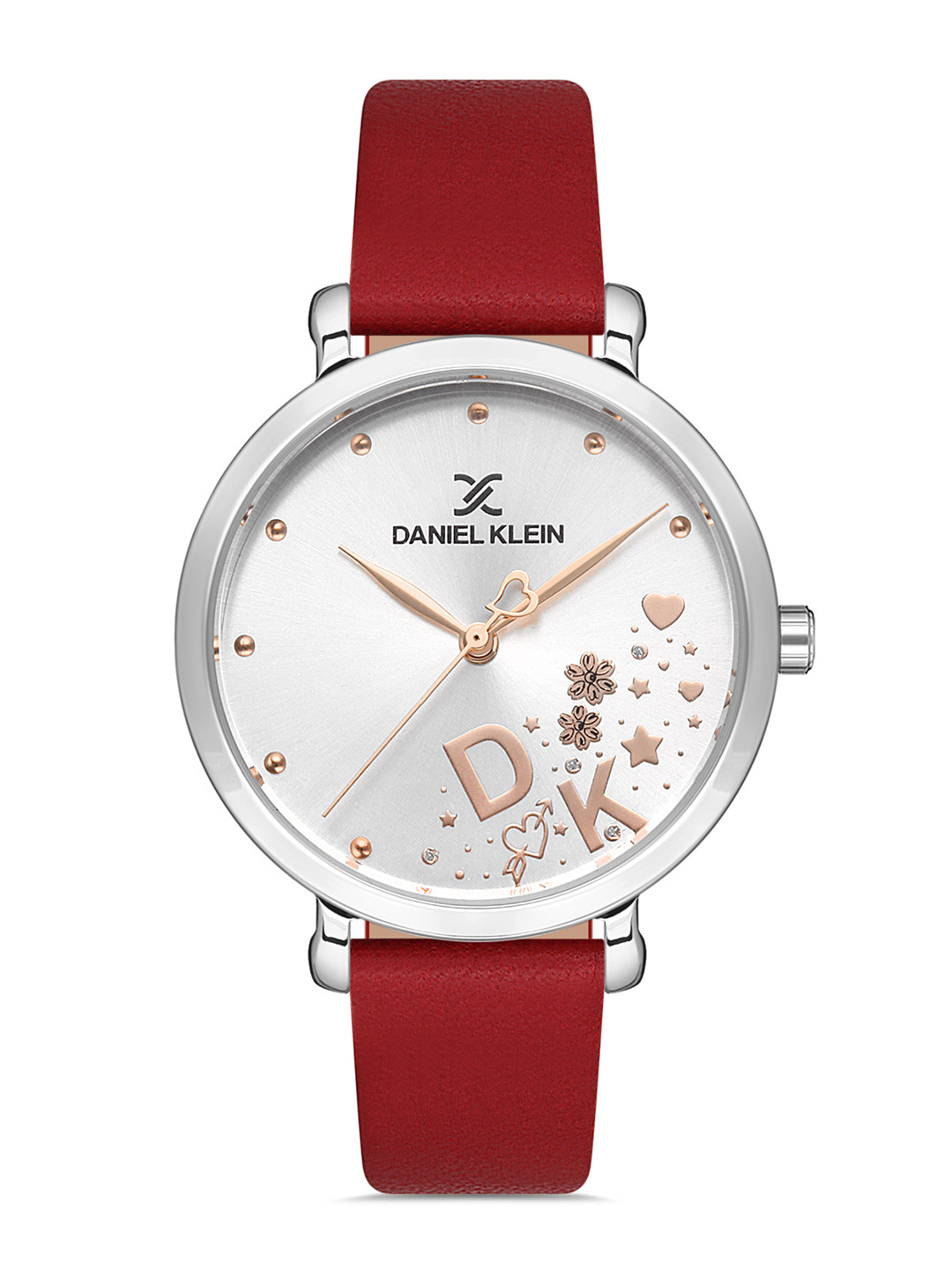Daniel Klein Women Silver-Toned Embellished Dial & Red Leather Straps Analogue Watch 
Daniel Klein Women Silver-Toned Embellished Dial & Red Leather Straps Analogue Watch