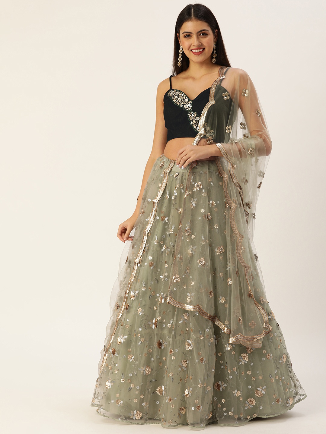 panchhi Olive Green Embroidered Sequinned Semi-Stitched Lehenga & Unstitched Blouse With Dupatta
panchhi Olive Green Embroidered Sequinned Semi-Stitched Lehenga & Unstitched Blouse With Dupatta