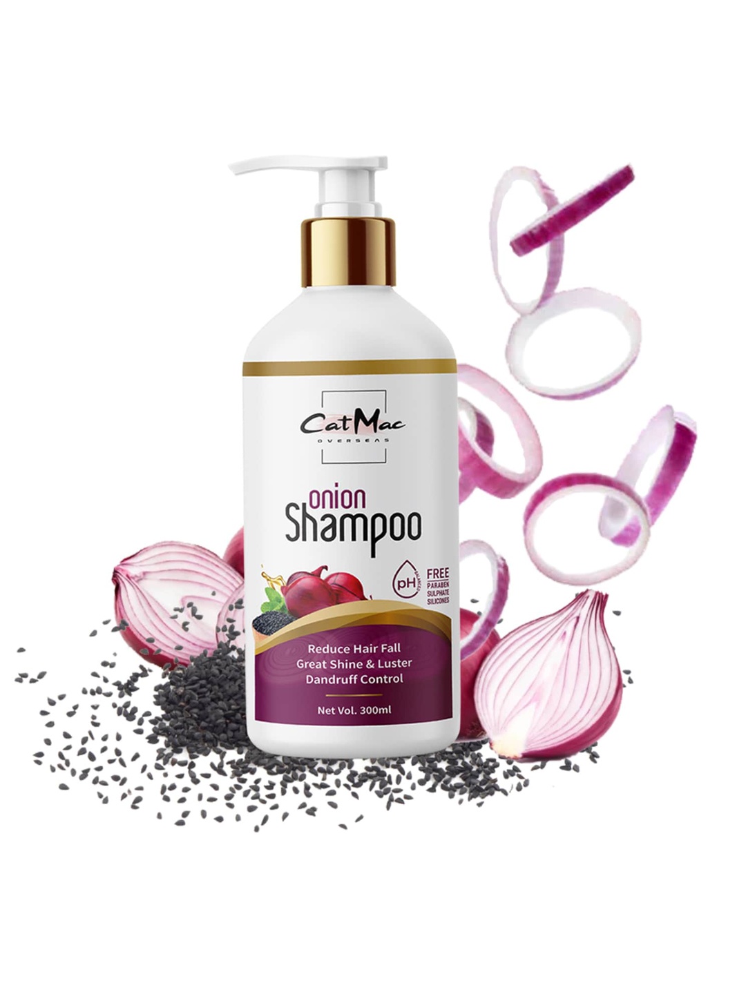 CatMac Onion Shampoo for Hair Fall Control - 300 ml, White