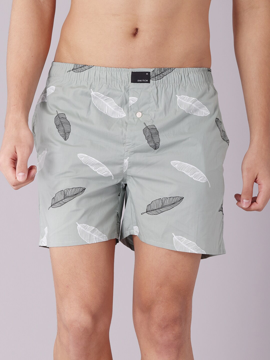 Snitch Men Grey Printed Pure Cotton Boxers 4MSBX9202-17