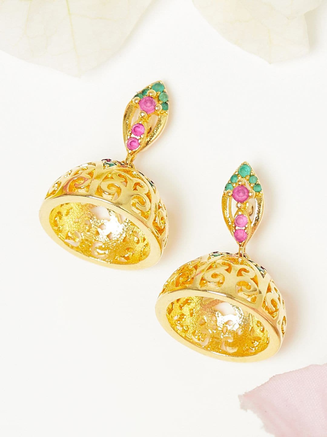Voylla Women Gold-Toned Contemporary Jhumkas Earrings