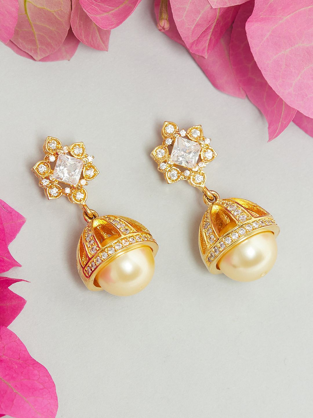 Voylla Gold-Toned Contemporary Studs Earrings