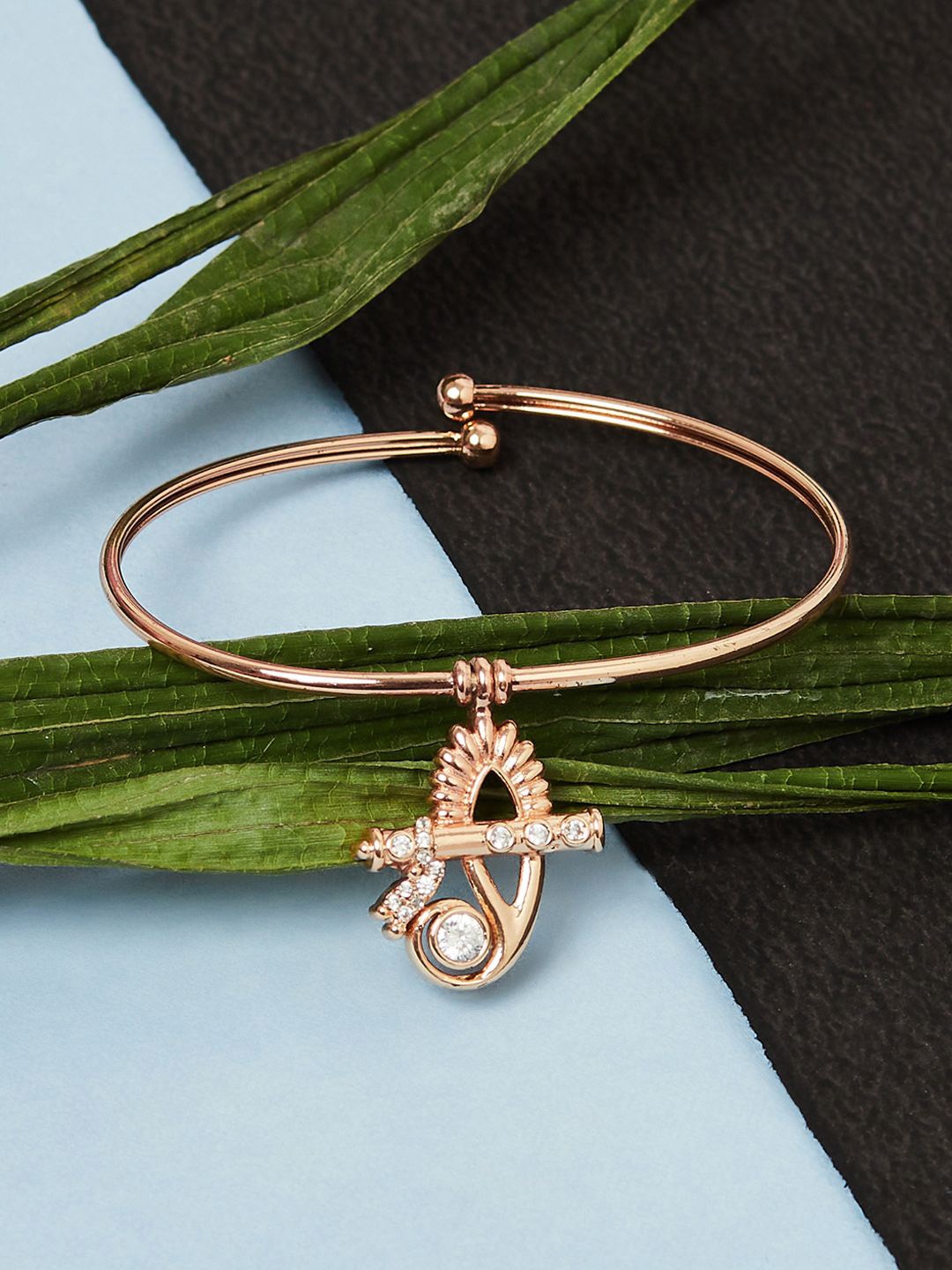 Voylla Women Rose Gold & White Brass Rose Gold-Plated Bangle-Style Bracelet