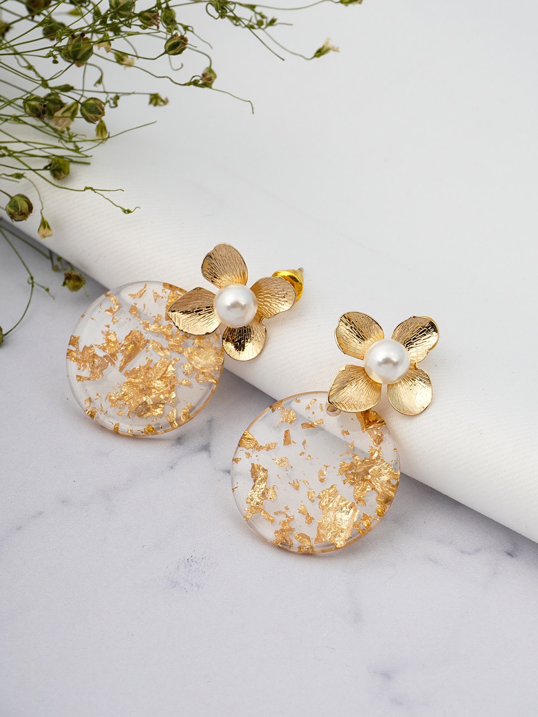 Emmie Gold-Toned Contemporary Studs Earrings