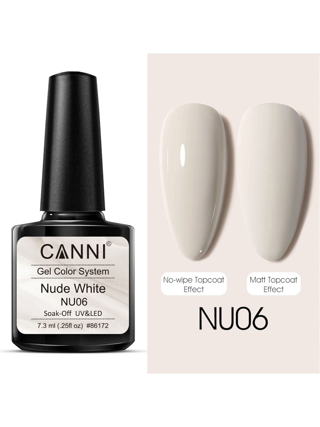 CANNI Nude White UV-LED Soak-Off French Manicure Gel Nail Polish - Shade NU06, Off white
CANNI Nude White UV-LED Soak-Off French Manicure Gel Nail Polish - Shade NU06, Off white