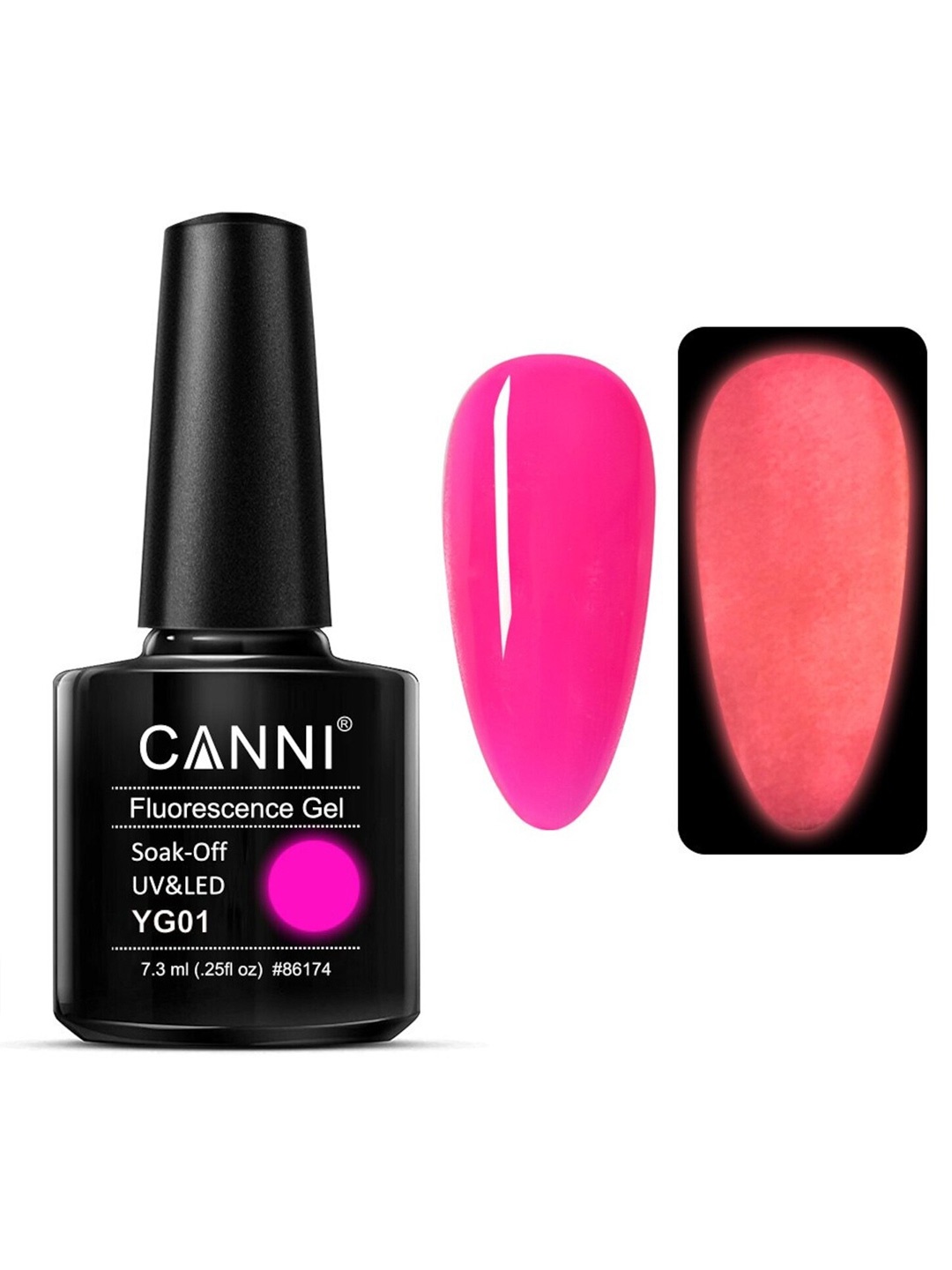 CANNI Fluorescence Glow-In-The-Dark UV-LED Soak-Off Gel Nail Polish - Shade YG01, Pink
CANNI Fluorescence Glow-In-The-Dark UV-LED Soak-Off Gel Nail Polish - Shade YG01, Pink