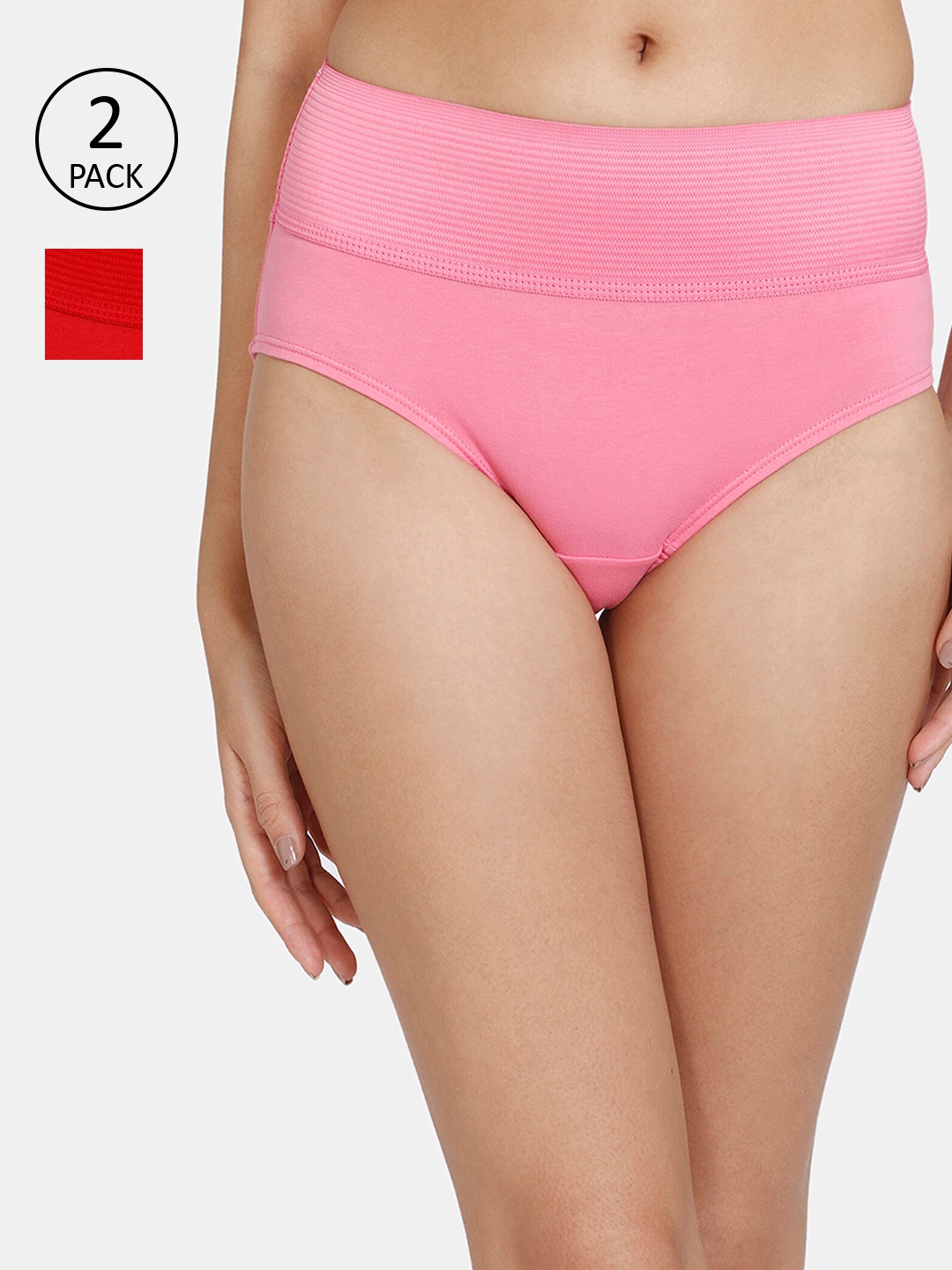 Zivame Women Pack Of 2 Solid Hipster Briefs- ZI2684FASH0PINK, Pink