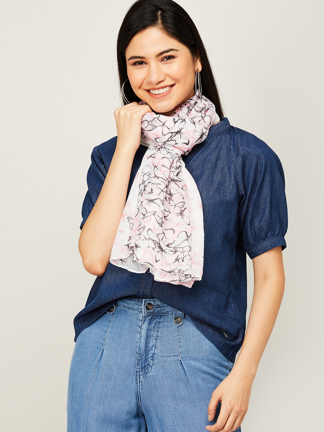 Ginger by Lifestyle Women White Printed Stole